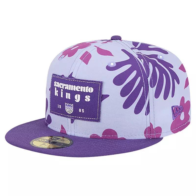 Mens New Era Purple Sacramento Kings Palm Fronds 2-Tone 59FIFTY Fitted Hat Product Image