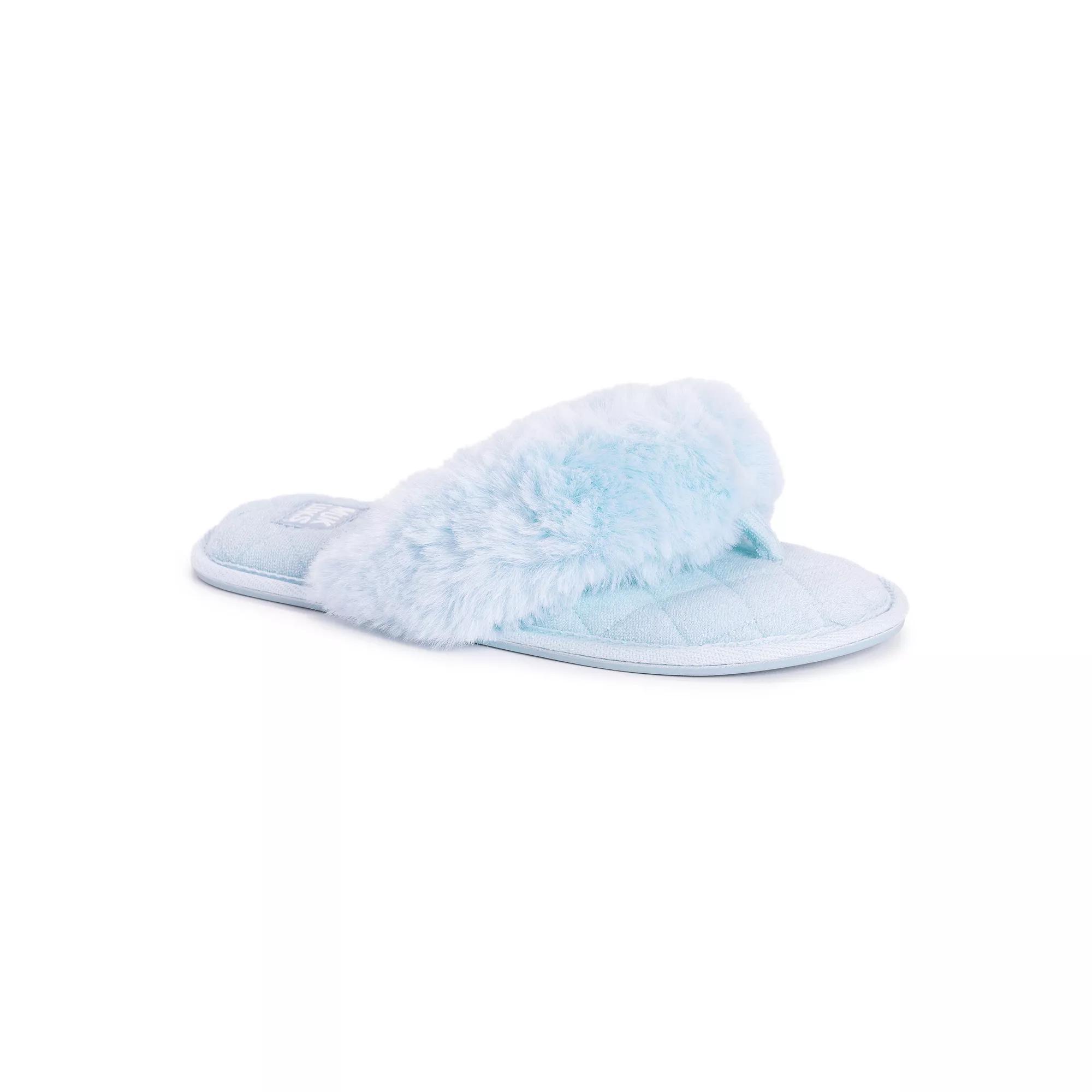 MUK LUKS Maren Faux Fur Women's Thong Slippers, Size: Large, Water Ballet Product Image
