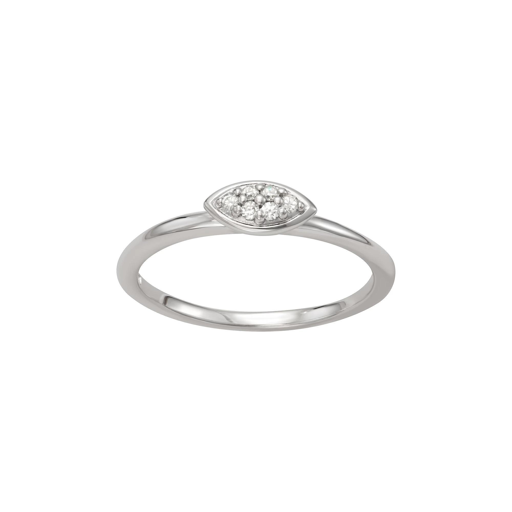 Moissanite Outlet Sterling Silver 1/10 Carat T.W. Pave Lab-Created Moissanite Marquise Ring, Women's, Size: 6 Product Image