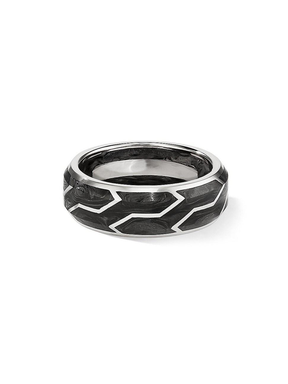 David Yurman Mens 18K White Gold Forged Carbon 8.5mm Band Product Image