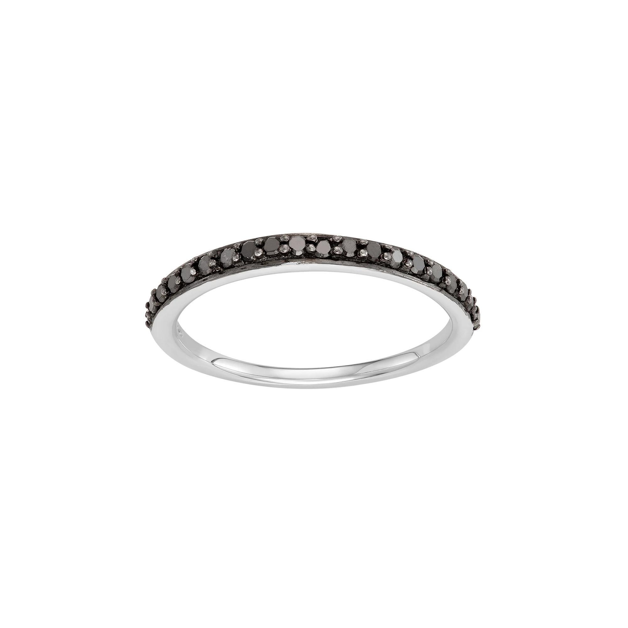 14k White Gold 1/4 Carat T.W. Black Diamond Stack Ring, Women's, Size: 6, 14k Gold Product Image