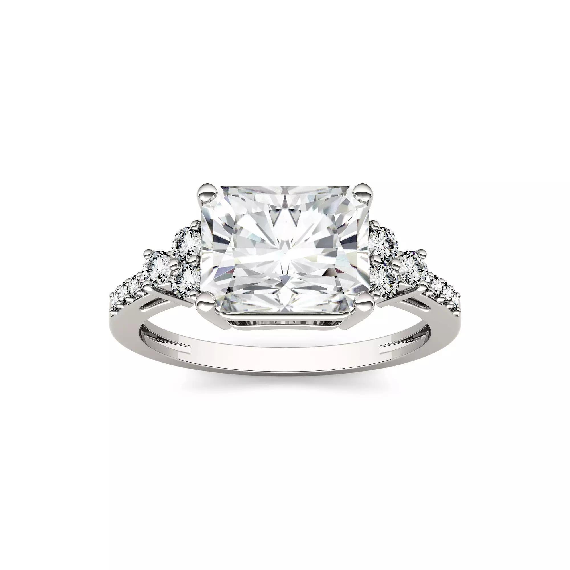 Charles & Colvard 14k White Gold 2 7/8 Carat T.W. Lab-Created Moissanite Radiant Engagement Ring, Women's, Size: 9 Product Image