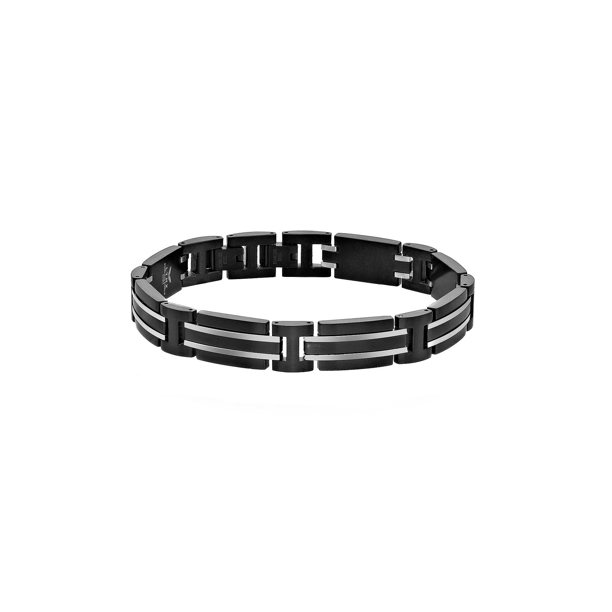 LYNX Men's Black Ion-Plated Stainless Steel Link Bracelet, Size: 8.5", Two Tone Product Image