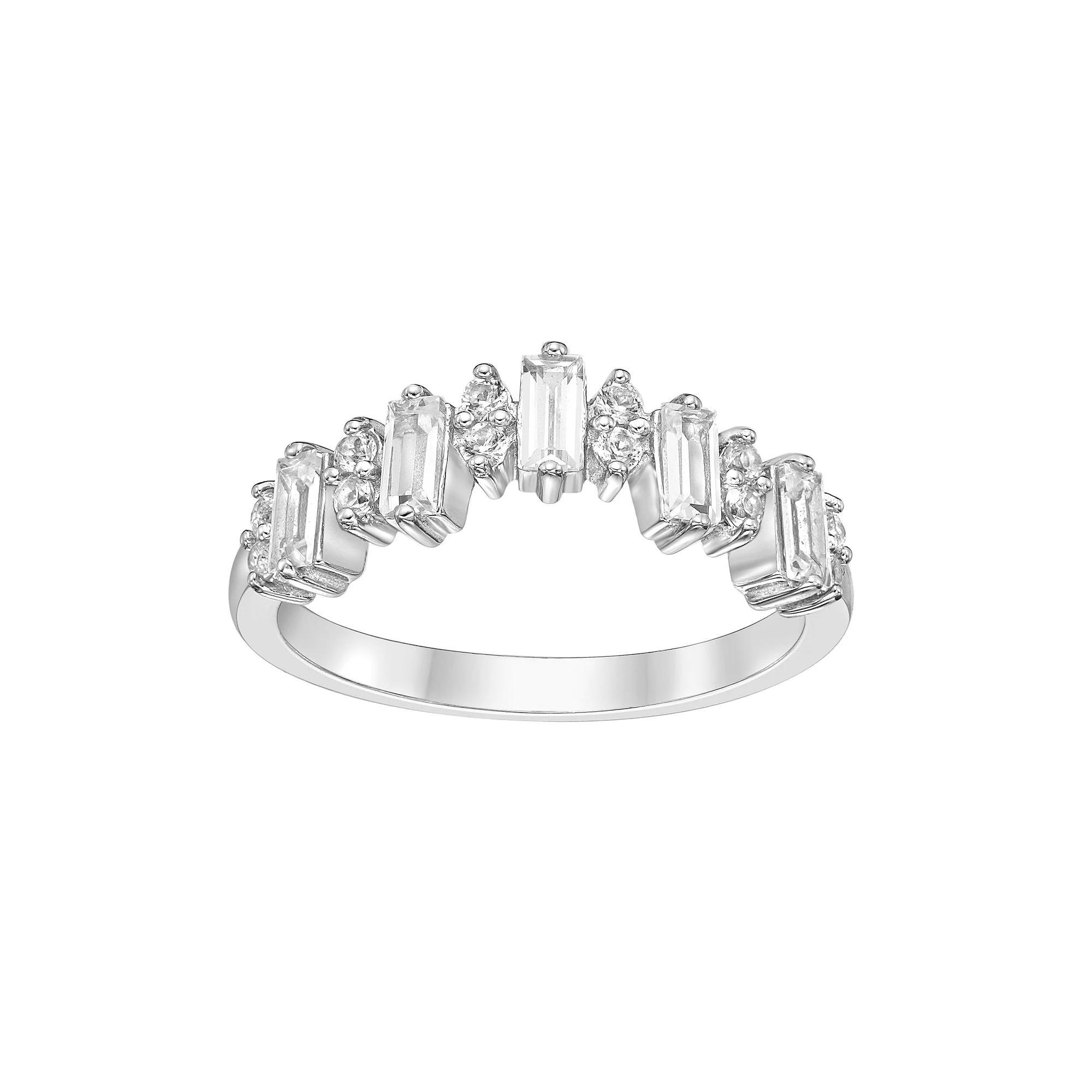 Gemminded Sterling Silver Lab-Created White Sapphire Ring, Women's, Size: 7 Product Image