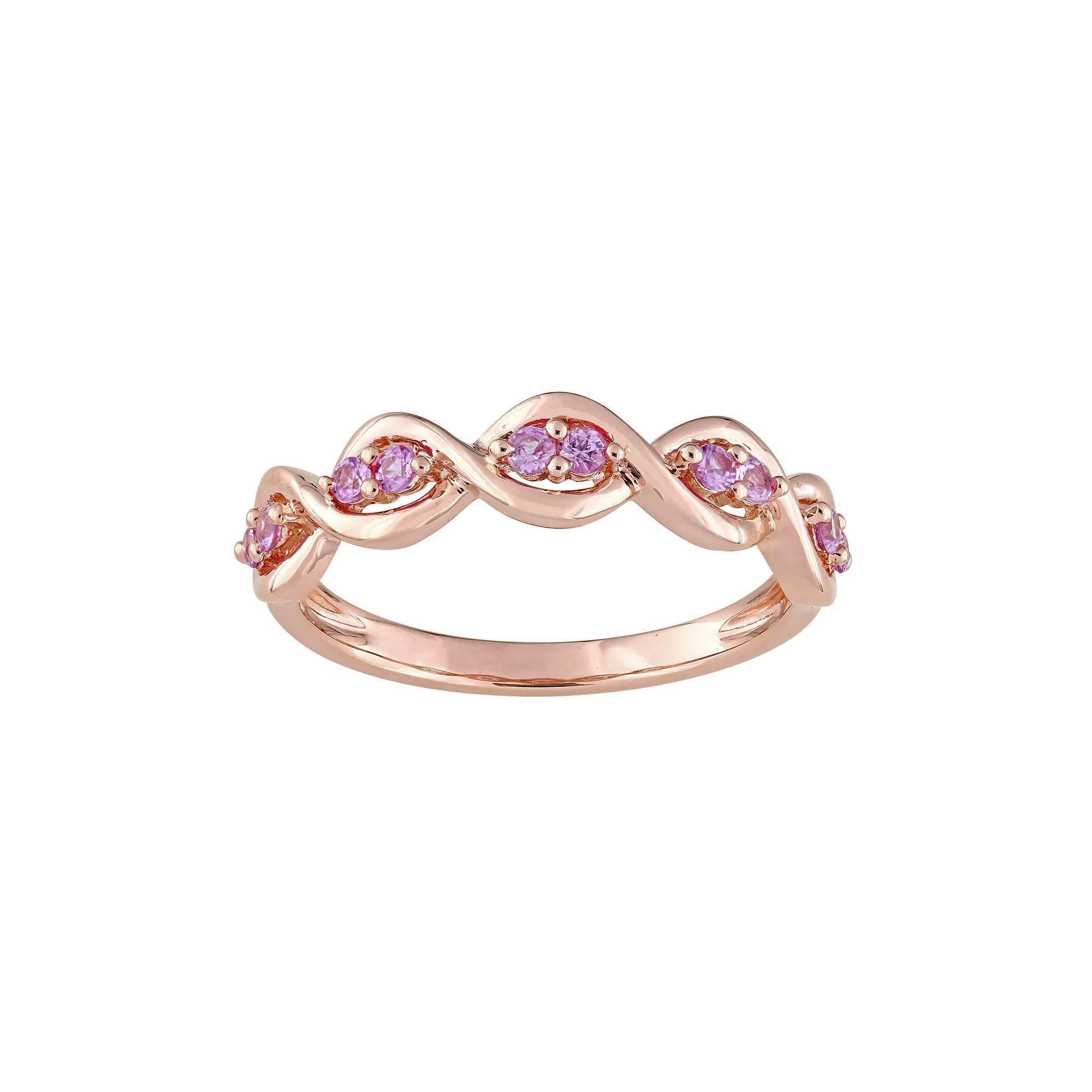 Stella Grace 14k Rose Gold Pink Sapphire Wavy Ring, Women's, Size: 6, 14k Pink Product Image