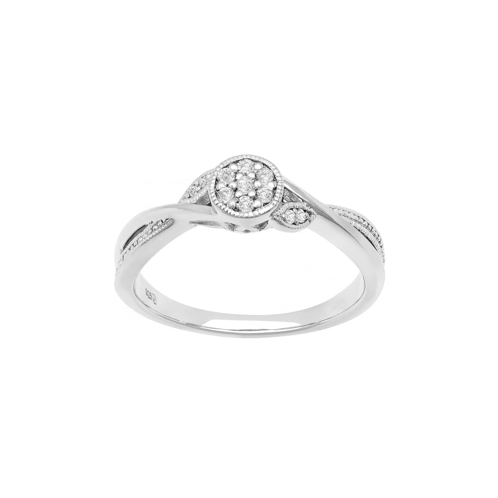 Love Always Sterling Silver 1/10 Carat T.W. Diamond Leaf Promise Ring, Women's, Size: 8 Product Image