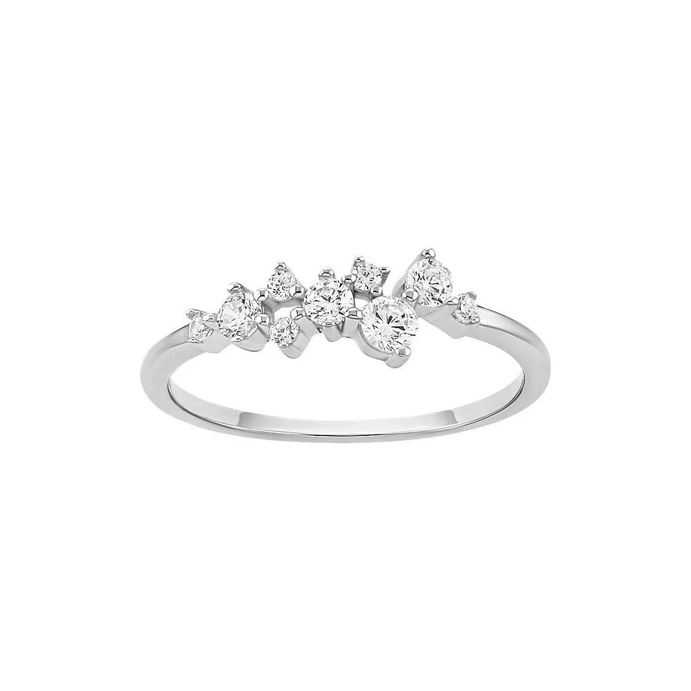 PRIMROSE Sterling Silver Cubic Zirconia Cluster Polished Band Ring, Women's, Size: 9, Sterling Silver White Product Image