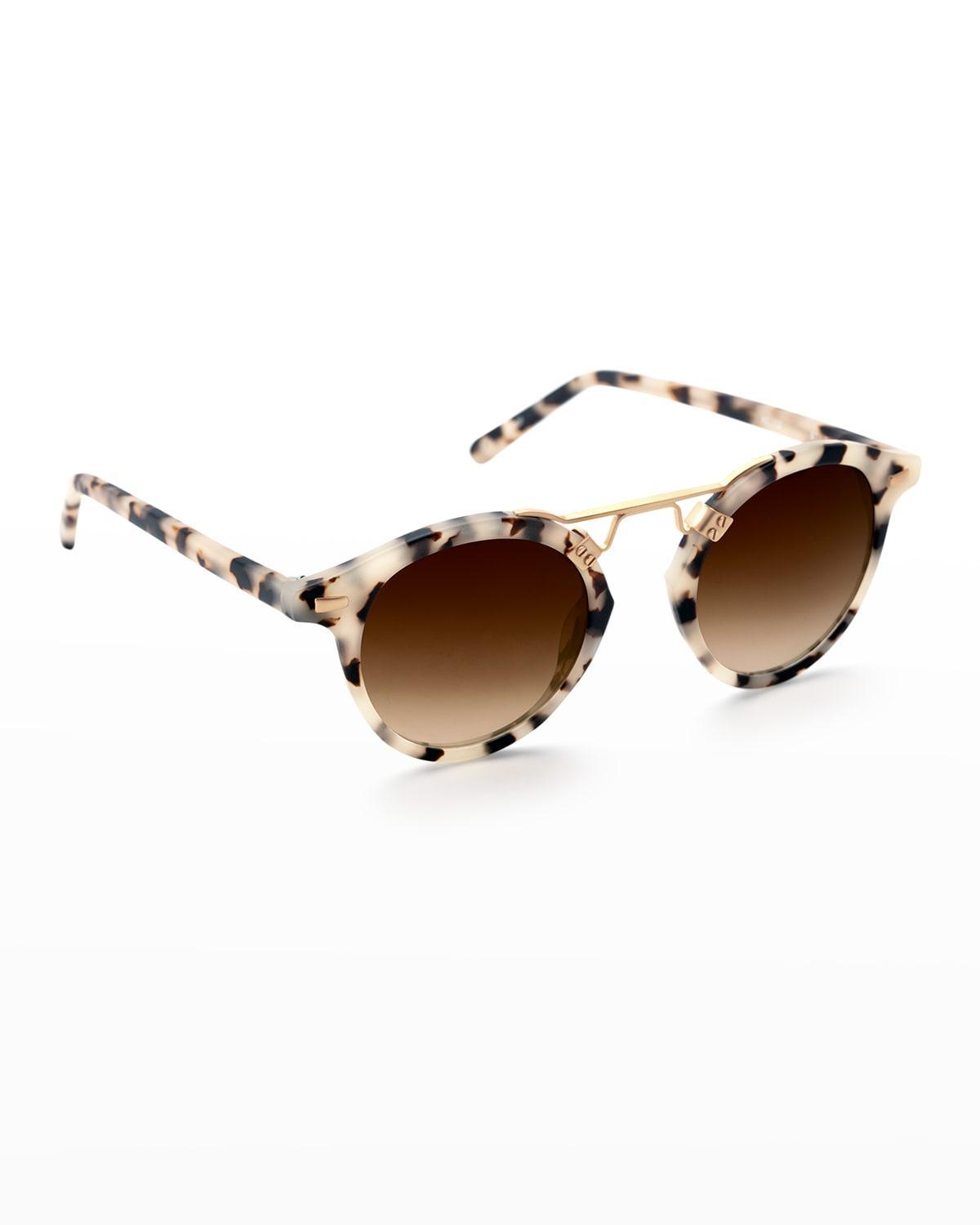 St. Louis Round Gradient Sunglasses, Rose/White Tortoise Product Image