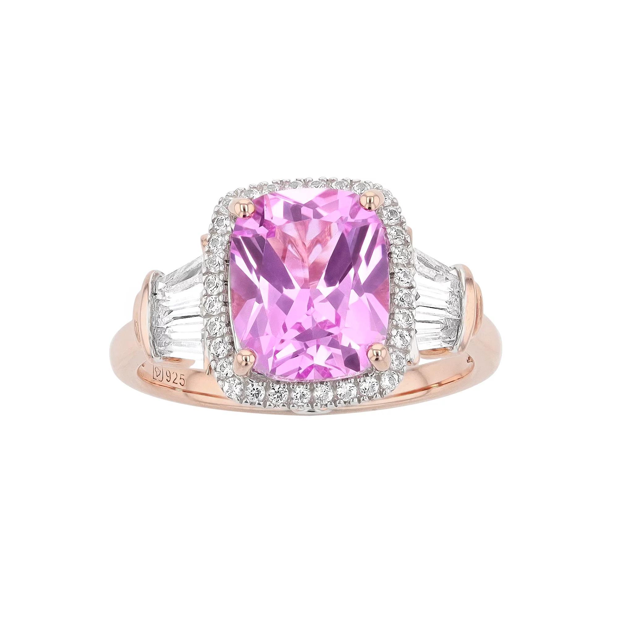 14k Rose Gold Over Silver Lab-Created Pink & White Sapphire Ring, Women's, Size: 6, 14k Pink Plated Product Image