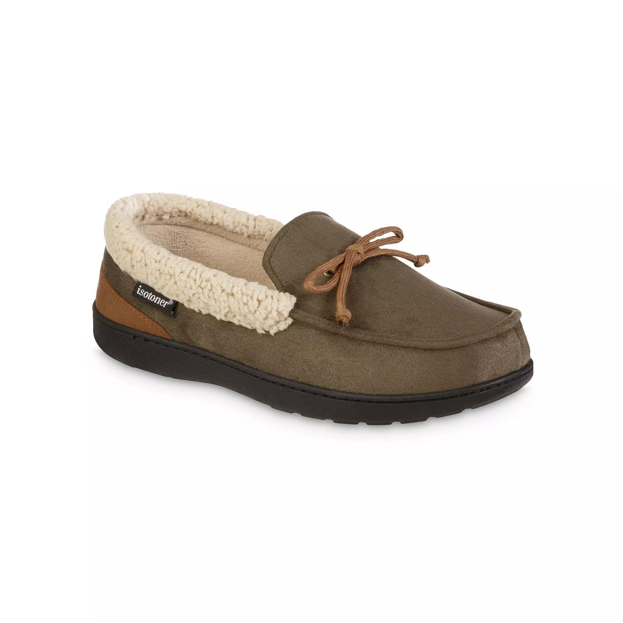 isotoner Gel Infused Memory Foam Vincent Men's Moccasin Slippers, Size: XS, Loden Product Image
