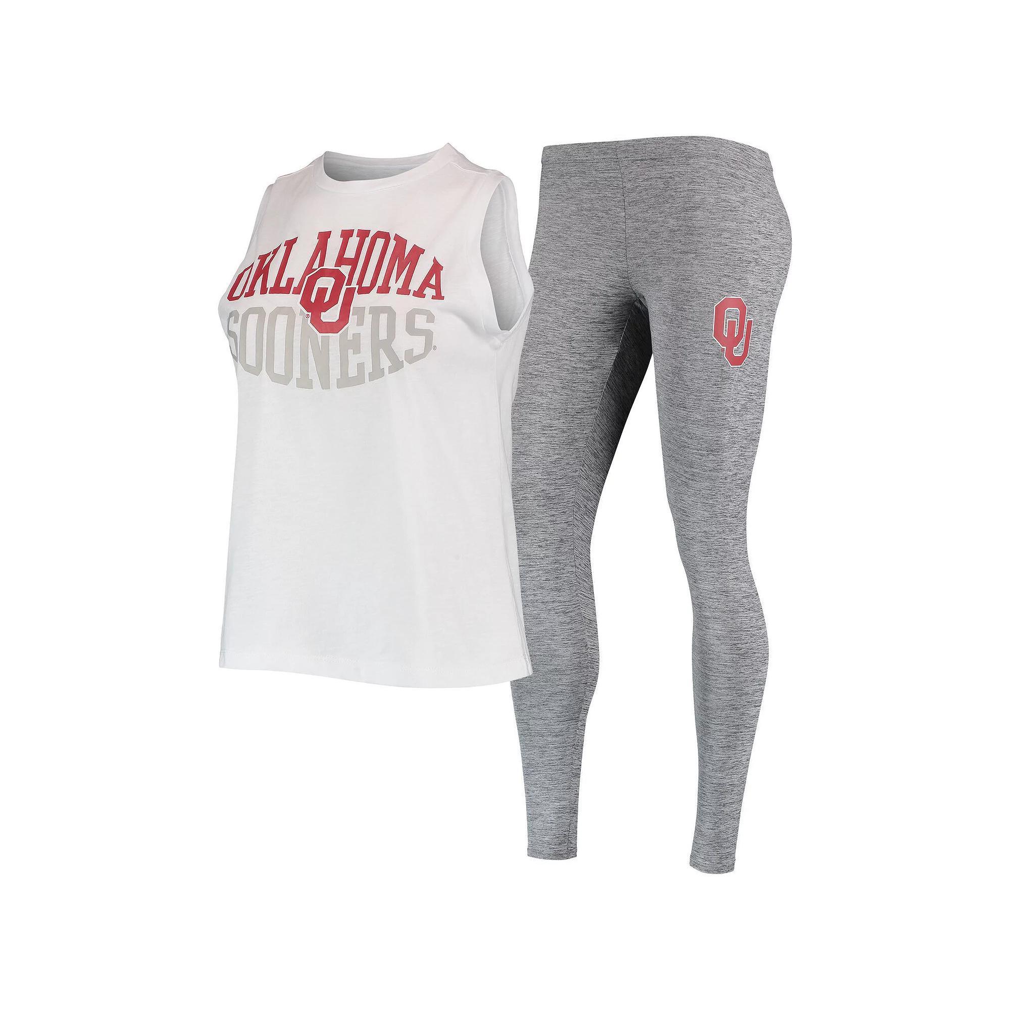 Women's Concepts Sport Charcoal/White Oklahoma Sooners Tank Top & Leggings Sleep Set, Size: Large Product Image