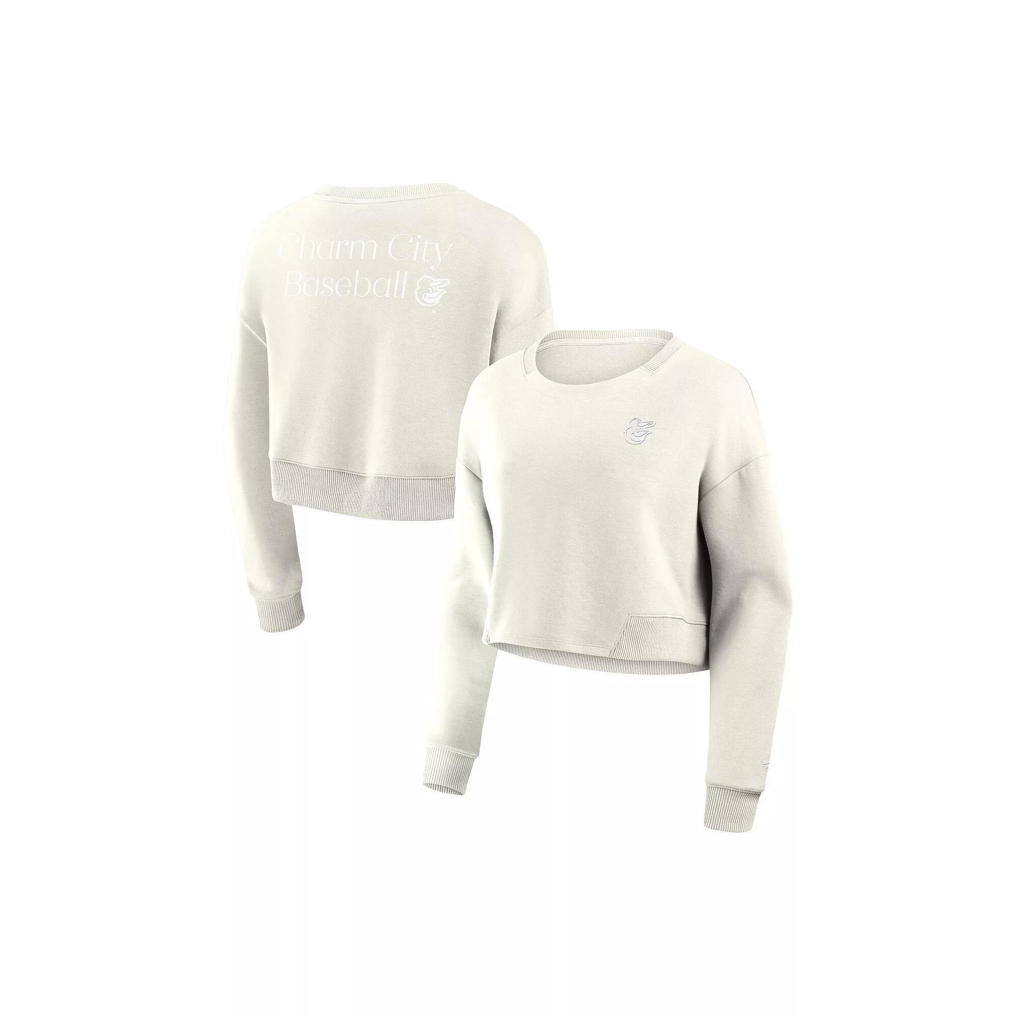 Women's Fanatics Cream Baltimore Orioles Studio Cropped Pullover Sweatshirt, Size: XS, Beige Product Image