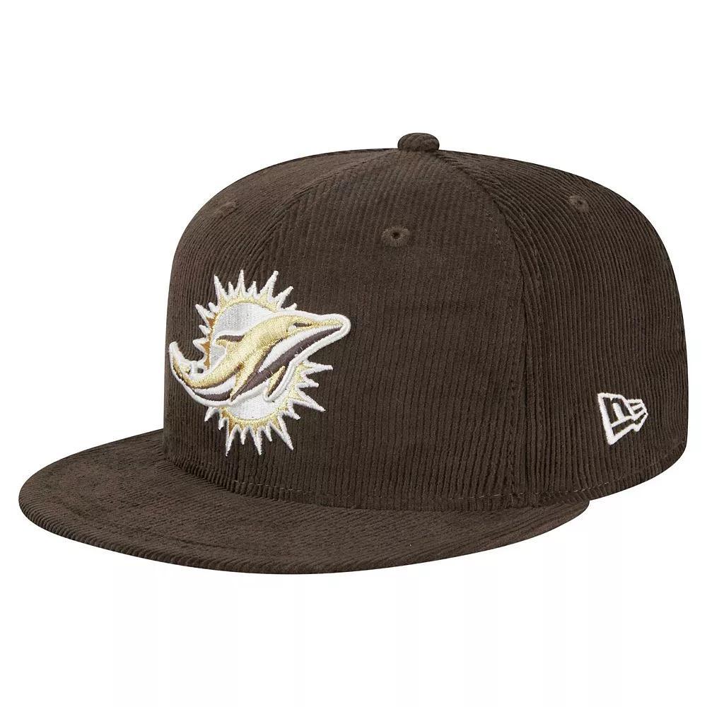 Men's New Era  Brown Miami Dolphins Choco Cord 59FIFTY Fitted Hat, Size: 7 1/2 Product Image