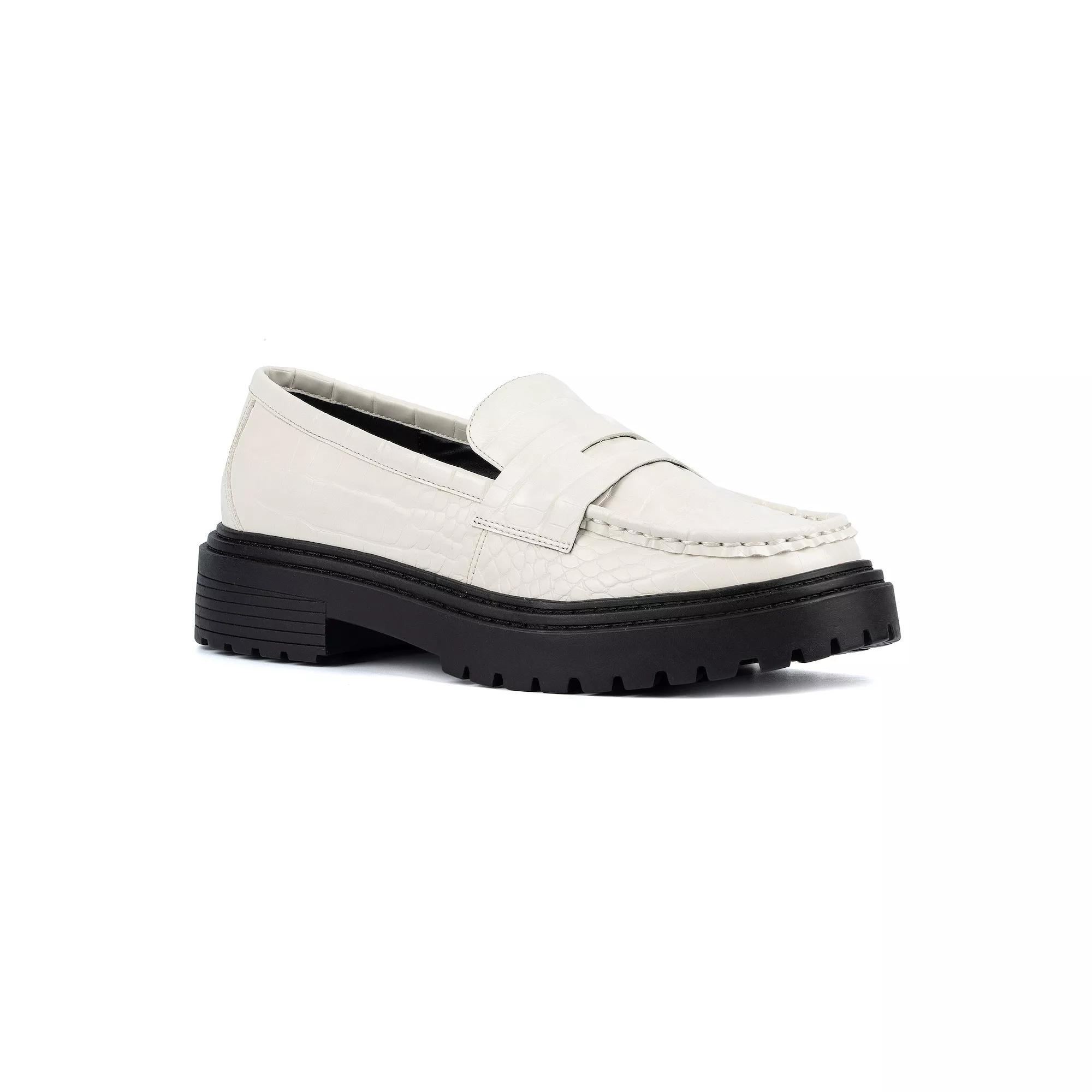 Women's Fashion to Figure Ilissa Wide Width Loafers, Size: 13 Wide, Ivory Croc Product Image