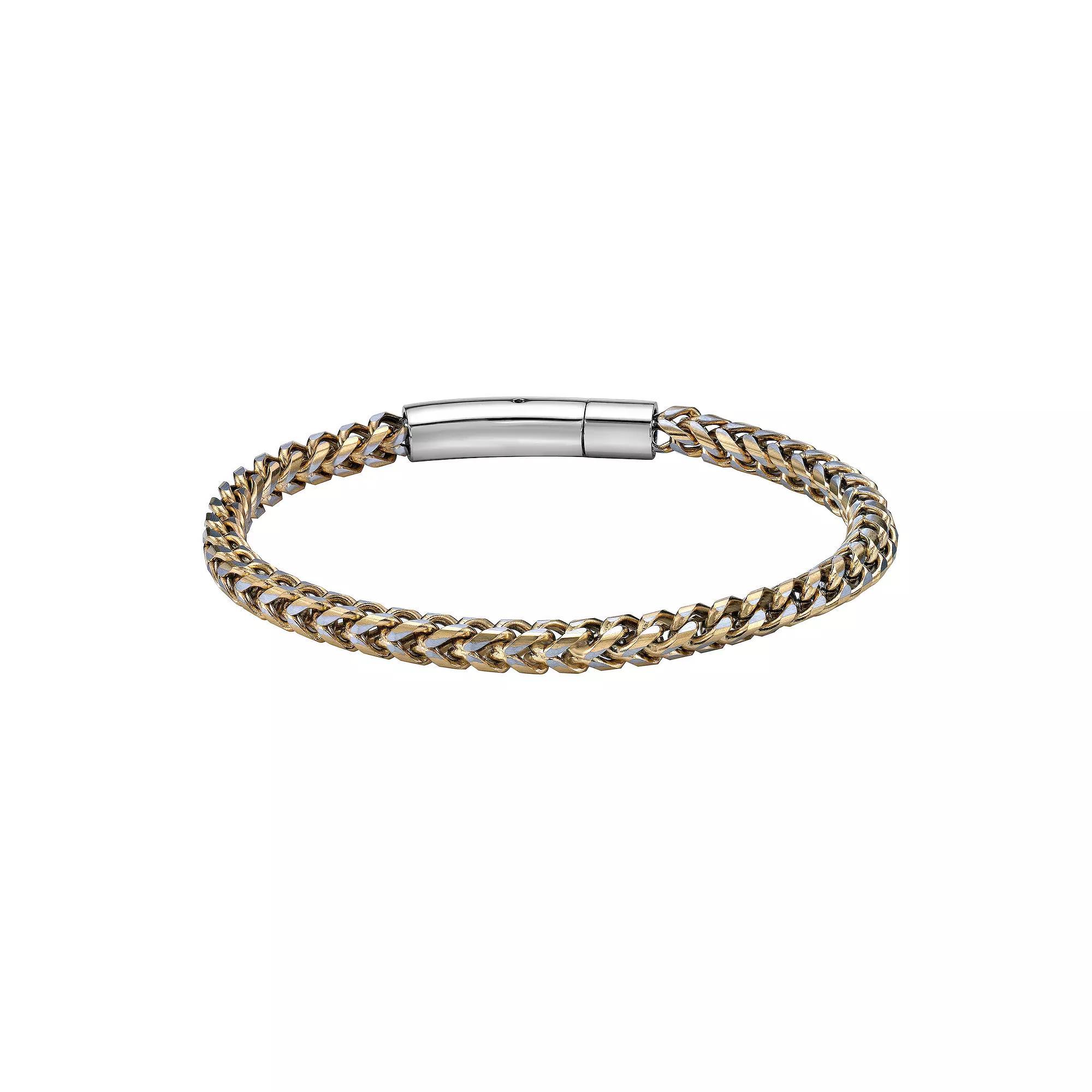Men's LYNX Ion-Plated Stainless Steel Foxtail Chain Bracelet, Size: 8.5", Gold Tone Product Image