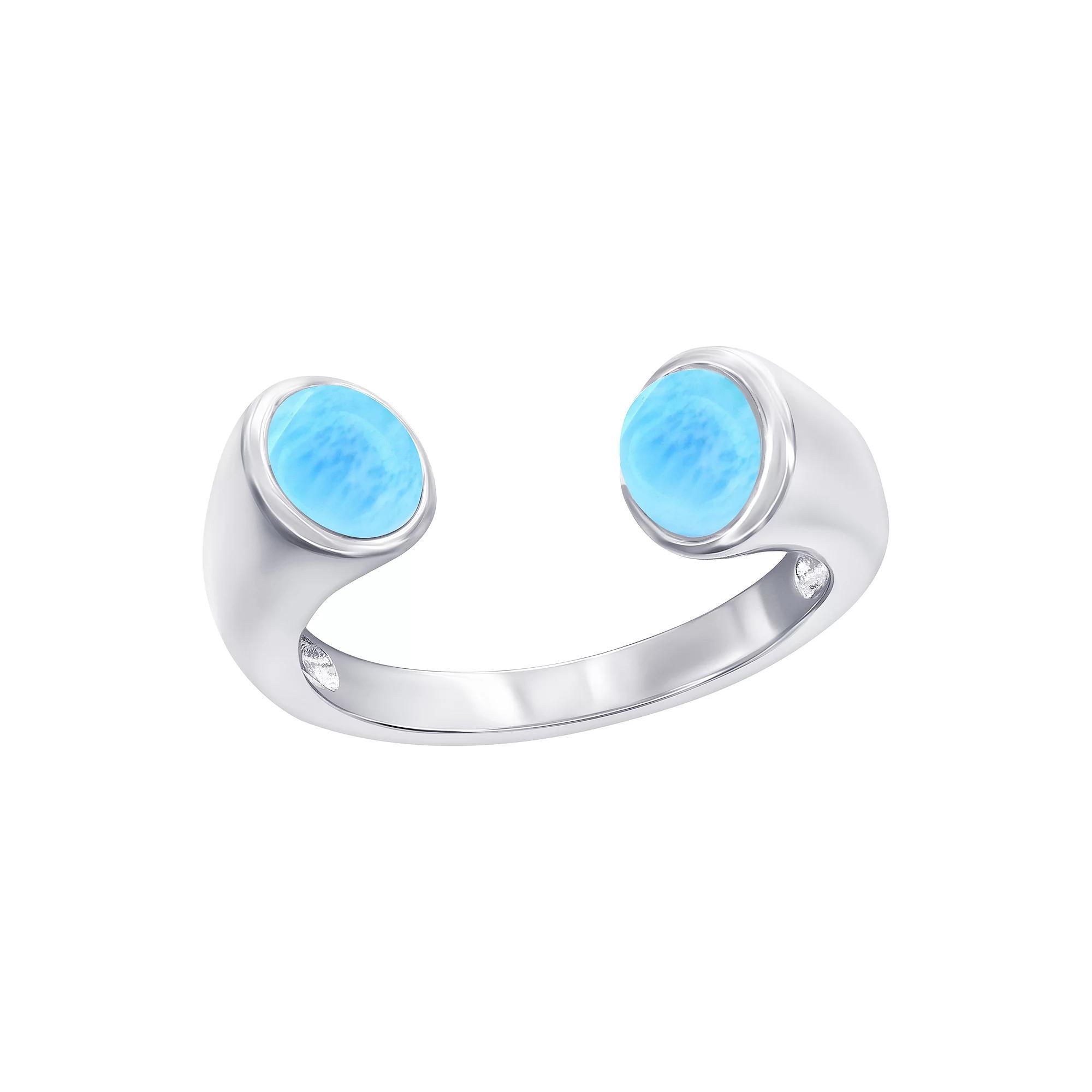 Nautica Rocks Sterling Silver Double Round Larimar Ring, Women's, Size: 7 Product Image