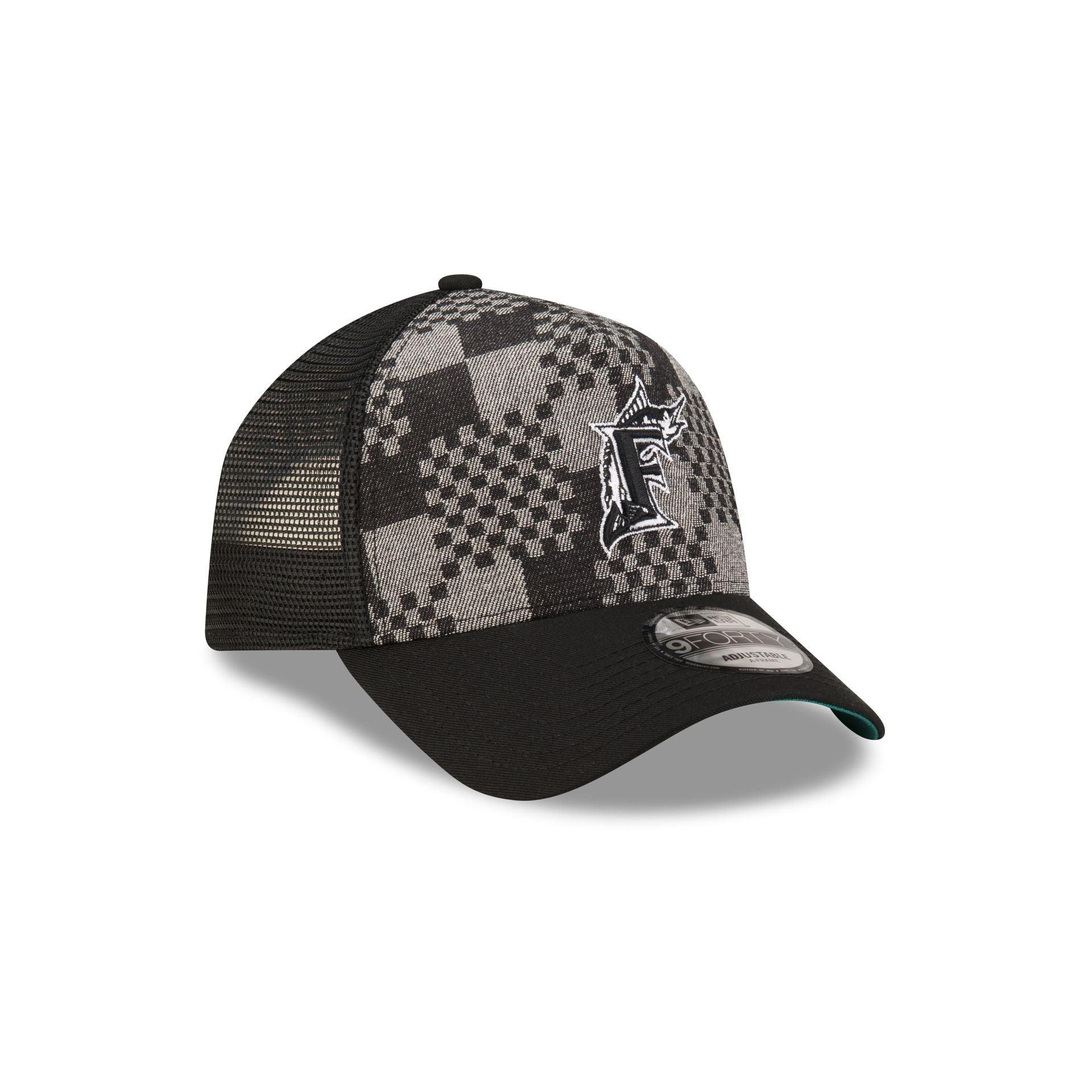 Miami Marlins Pattern Denim 9FORTY A-Frame Trucker Hat Male Product Image