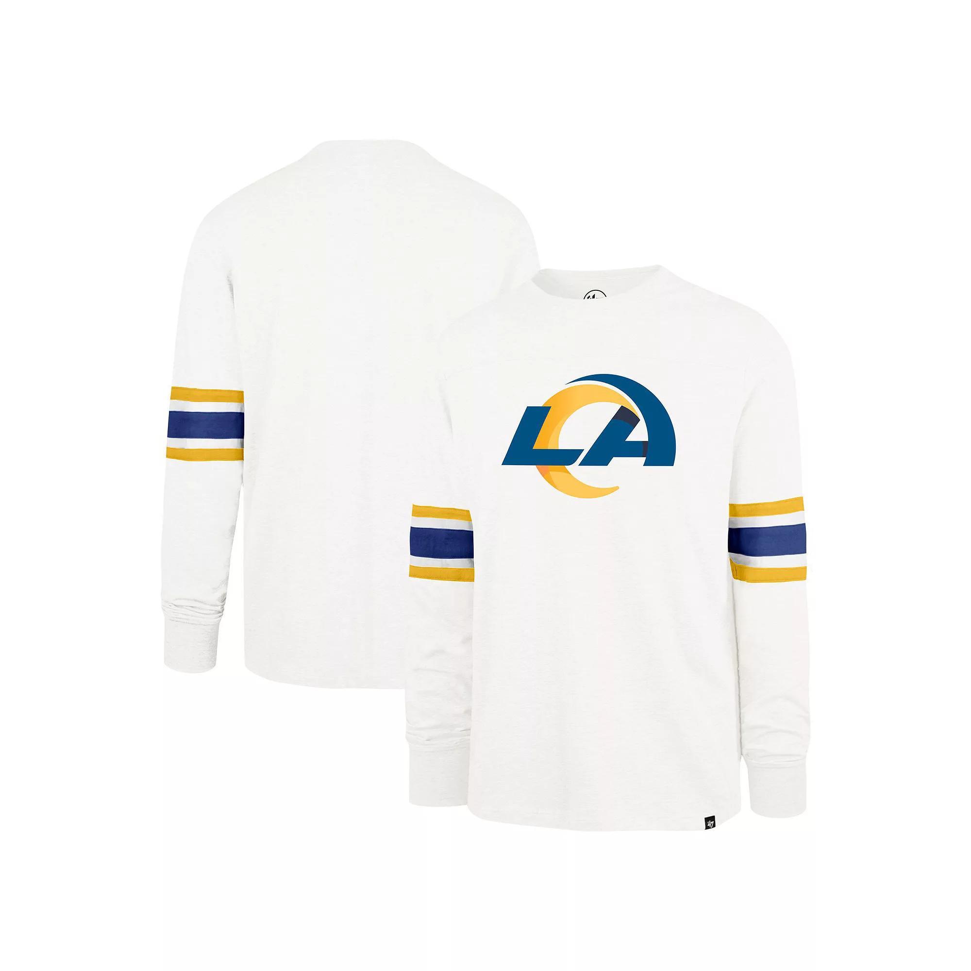Men's '47 White Los Angeles Rams Gridiron Premier Brex Long Sleeve T-Shirt, Size: 3XL Product Image