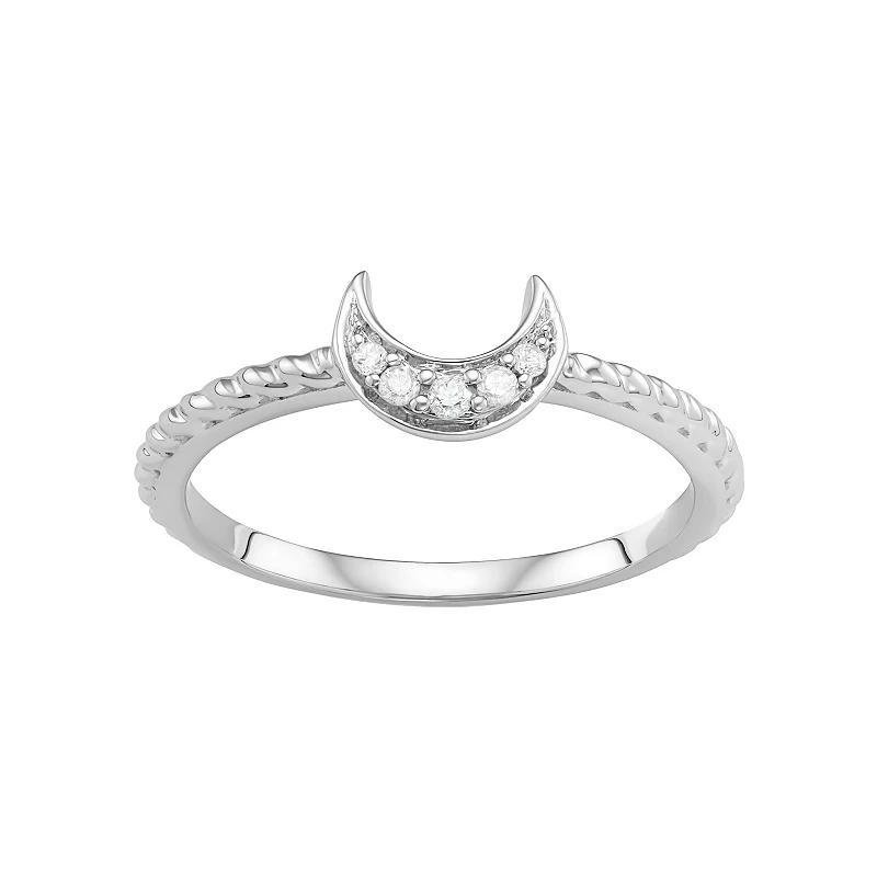 Jewelexcess Sterling Silver Diamond Accent Half Moon Ring, Women's, Size: 8, Rose Gold Tone Product Image