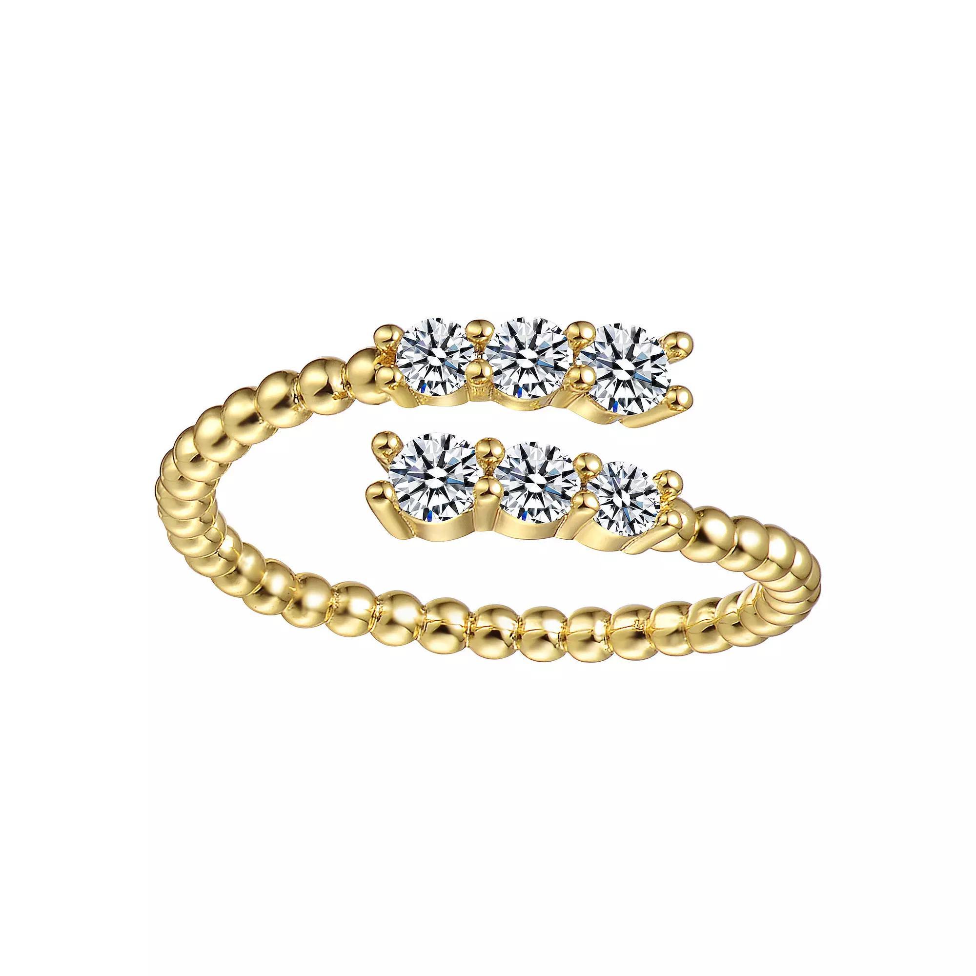 Sterling Silver Cubic Zirconia Coiled Bead Stacking Ring, Womens Gold Tone Product Image
