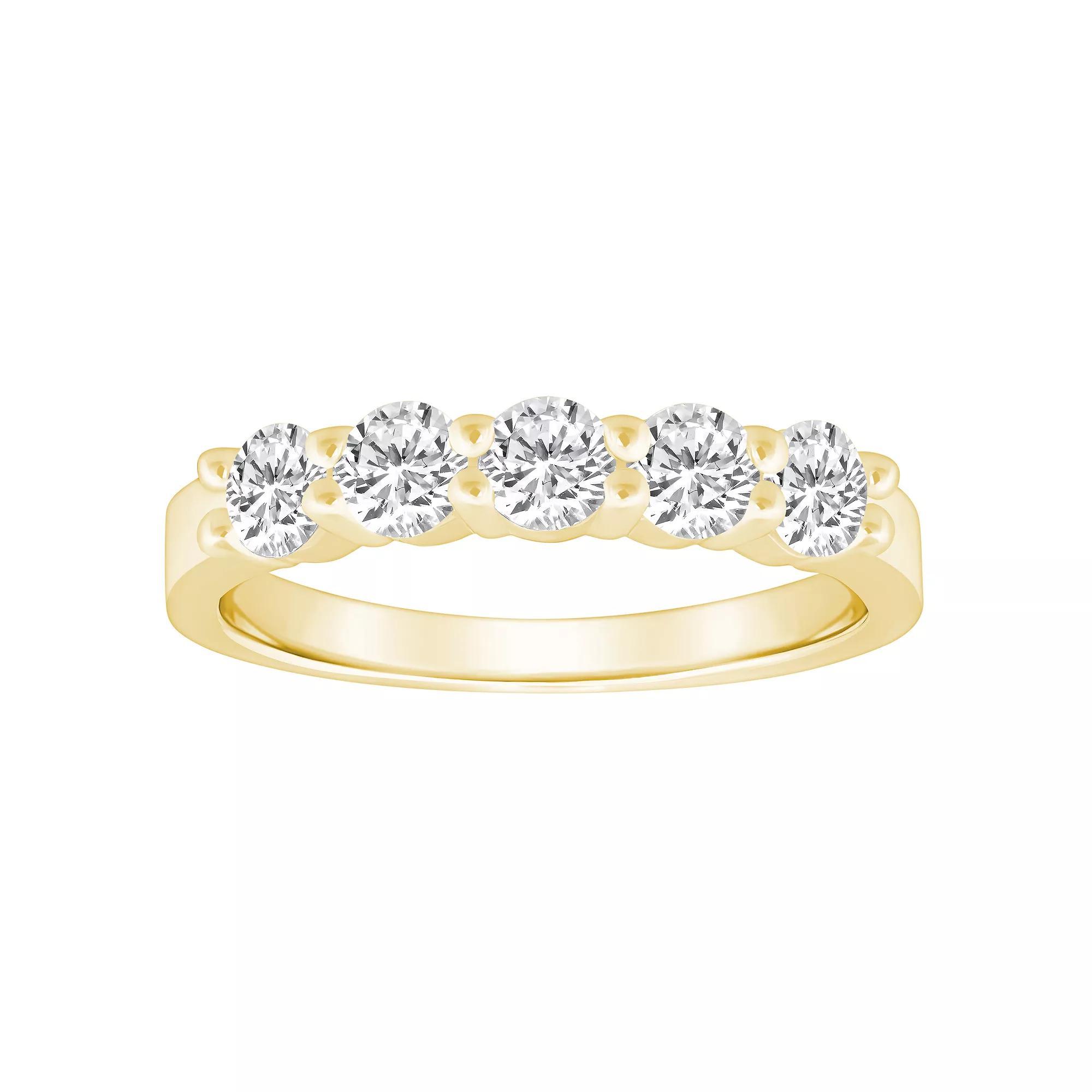 Alyson Layne 14k Gold 1 Carat T.W. Diamond 5-Stone Wedding Band, Women's, Size: 10, Pink Product Image