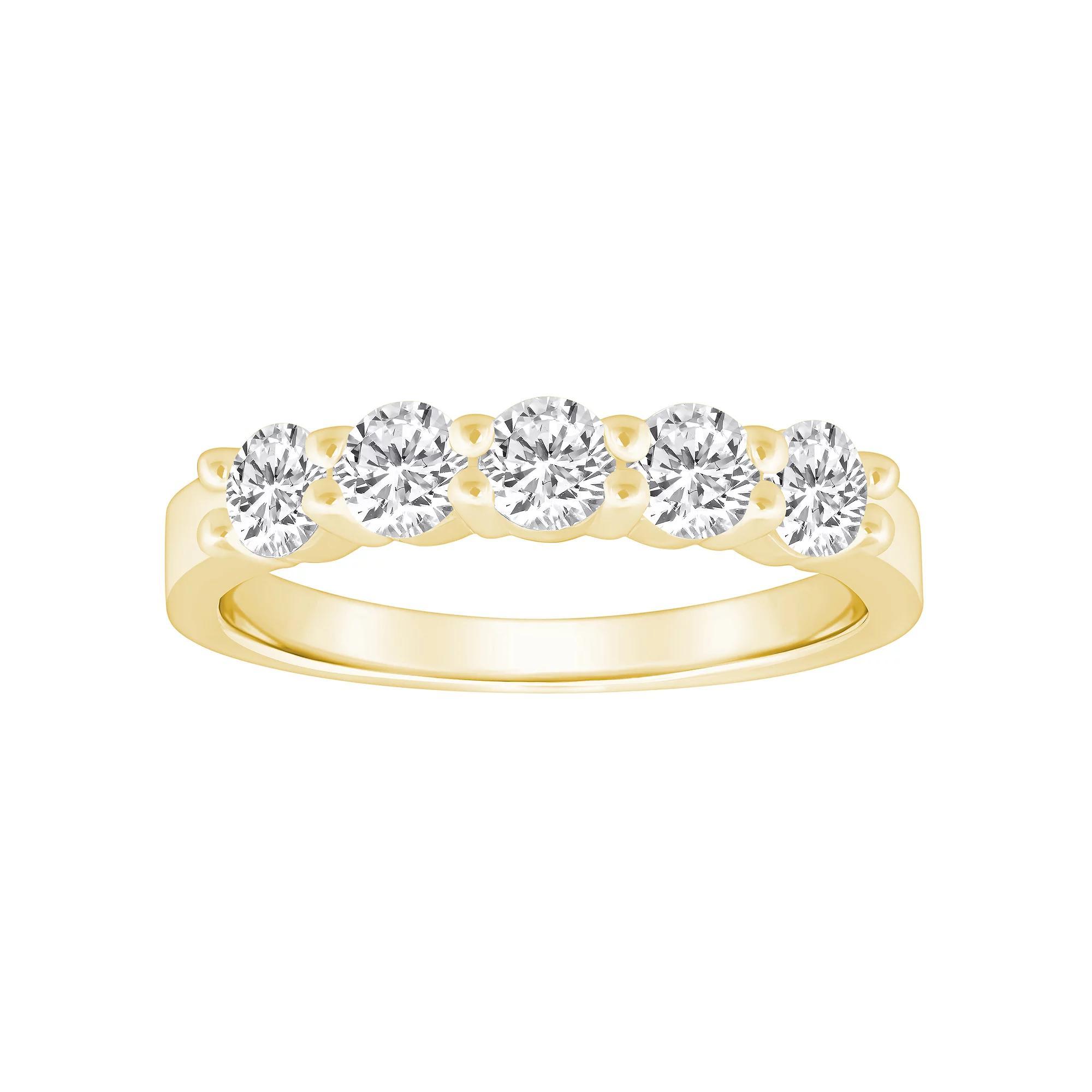 Alyson Layne 14k Gold 1 Carat T.W. Diamond 5-Stone Wedding Band, Women's, Size: 10, Pink Product Image