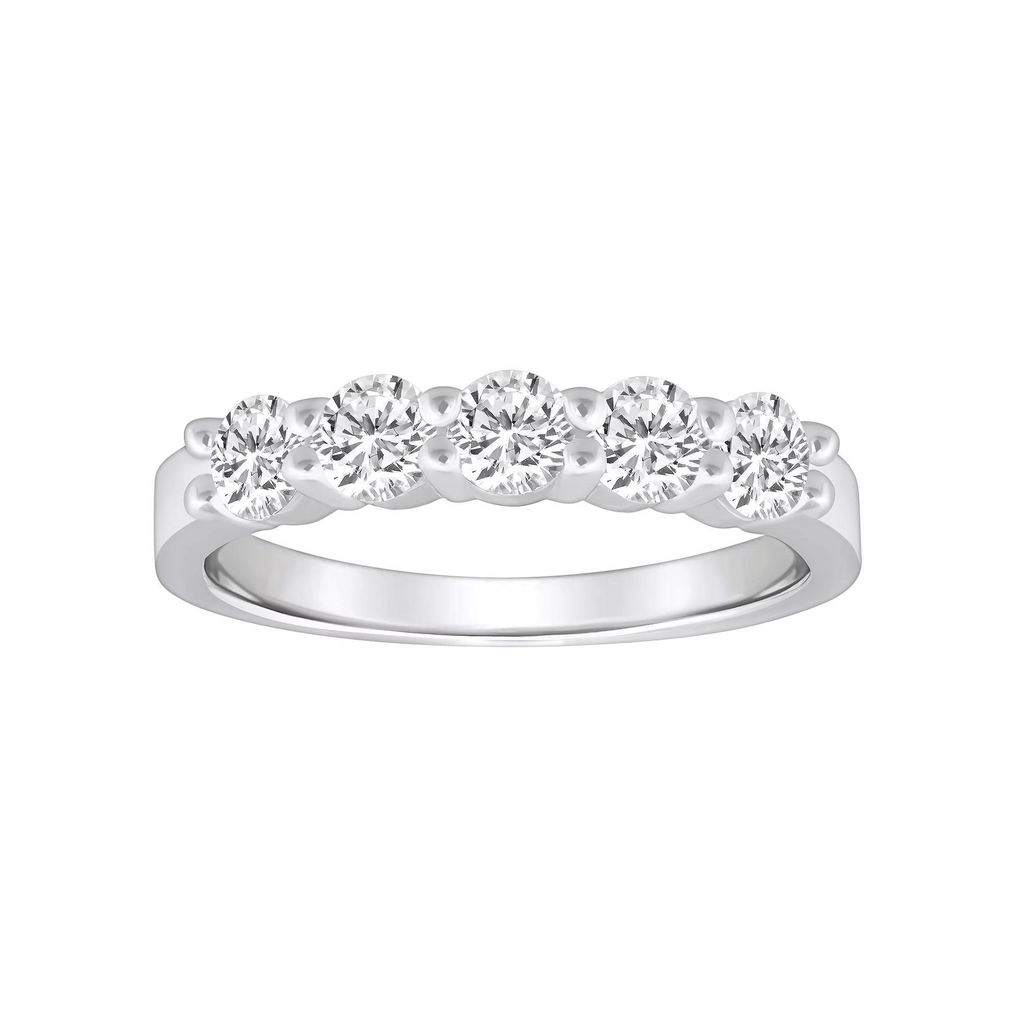 Alyson Layne 14k Gold 1 Carat T.W. Diamond 5-Stone Wedding Band, Women's, Size: 10, Pink Product Image