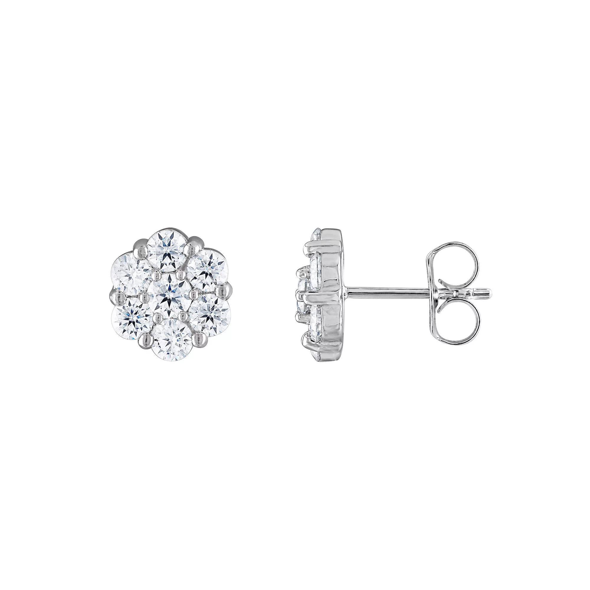 White Lotus Sterling Silver 3 Carat T.W. Lab-Created Moissanite Flower Stud Earrings, Women's Product Image