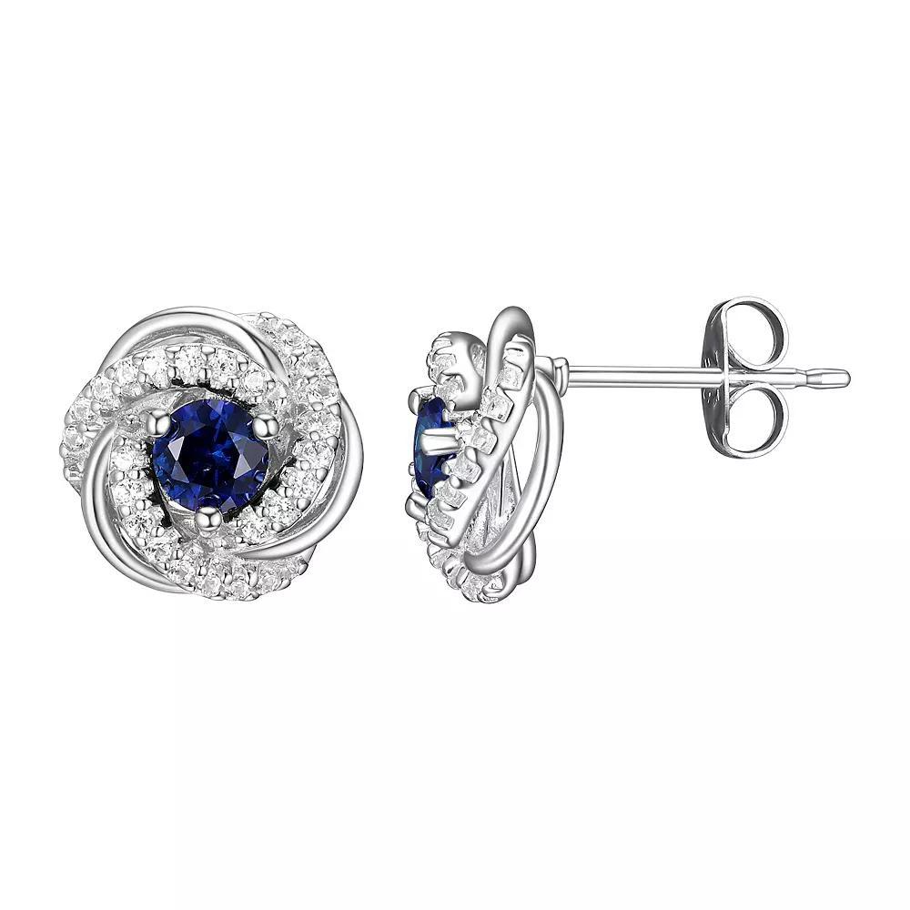 Tokens of Love Sterling Silver Lab-Created Sapphire Birthstone Love Knot Stud Earrings, Women's, 18k Gold Plated Product Image