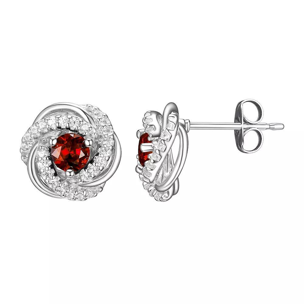 Tokens of Love Sterling Silver Lab-Created Sapphire Birthstone Love Knot Stud Earrings, Women's, 18k Gold Plated Product Image