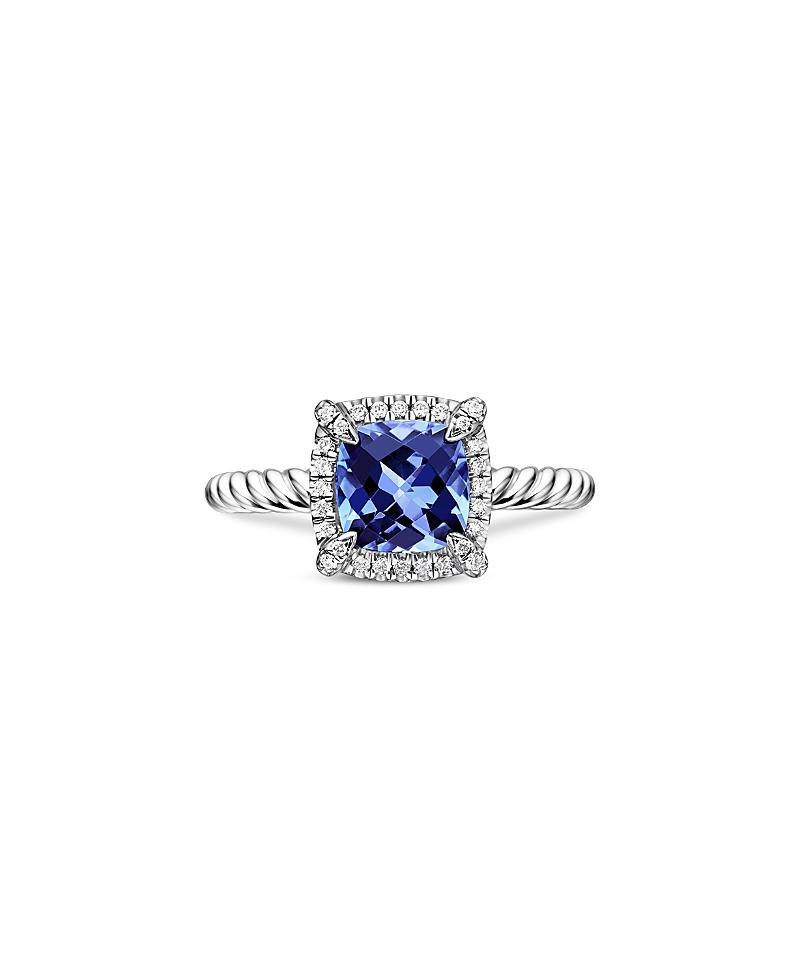 David Yurman 18K White Gold Petite Chatelaine Tanzanite & Diamond Ring Product Image