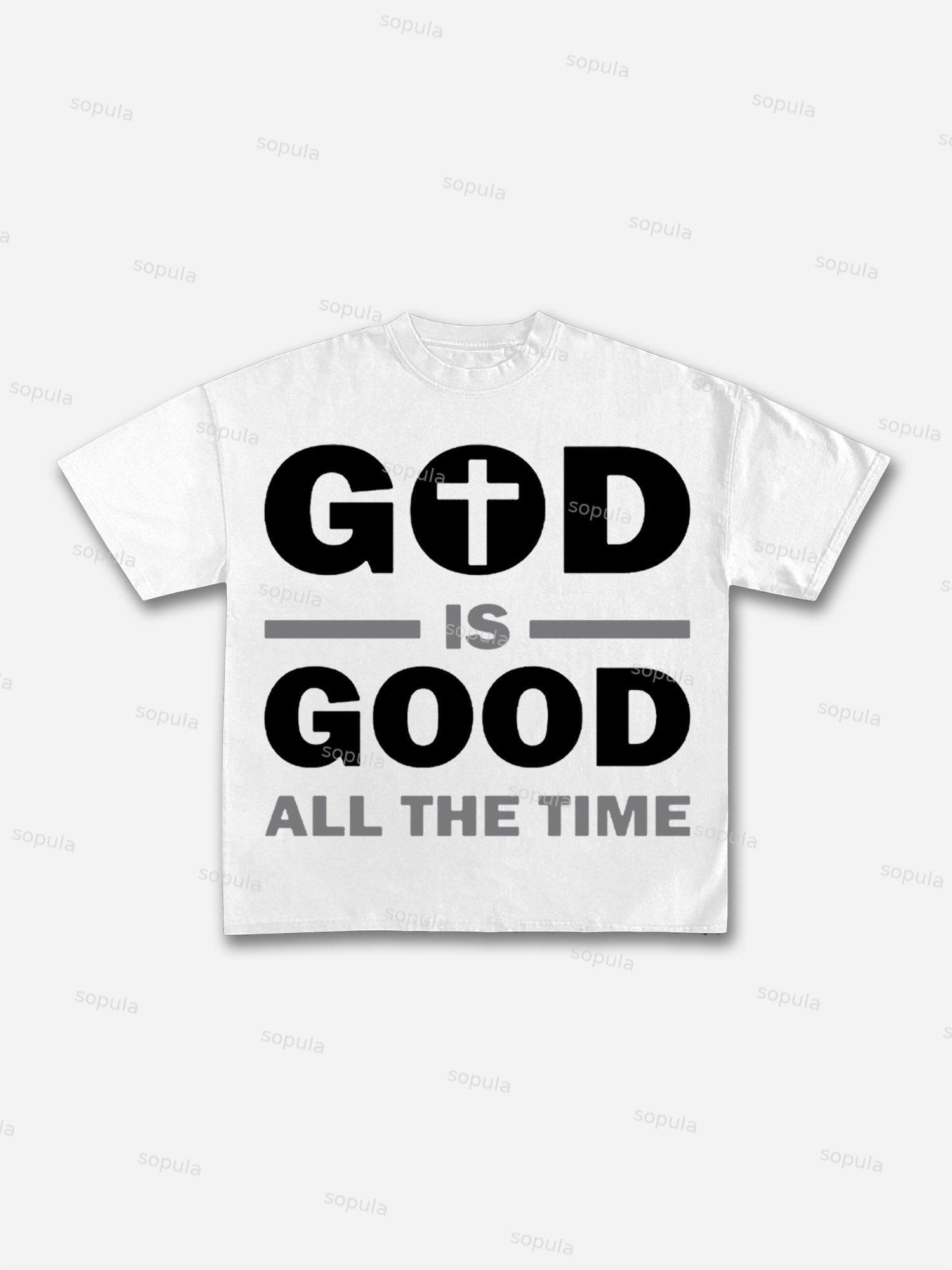 God Is Good Slogan Graphic Cotton T-shirt Product Image