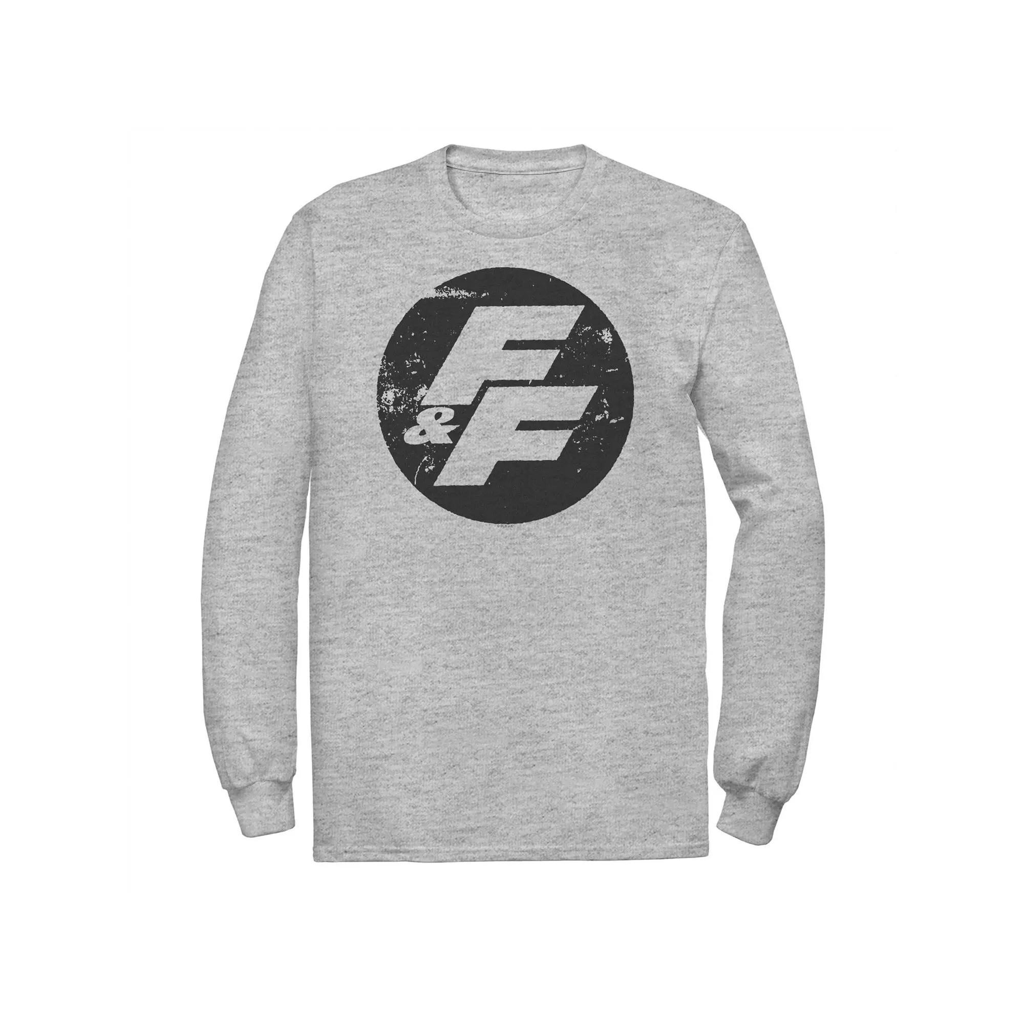 Big & Tall Fast & Furious Distressed Circle Logo Long Sleeve Tee, Men's, Size: 4XL, Athletic Grey Product Image