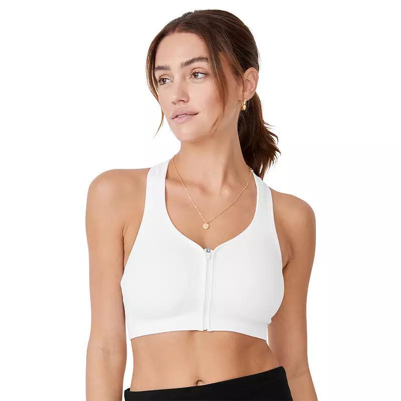 Jockey Sport® Zip Front Seam Free Sports Bra, Women's, Size: Small, Deep Black Space Dye Product Image