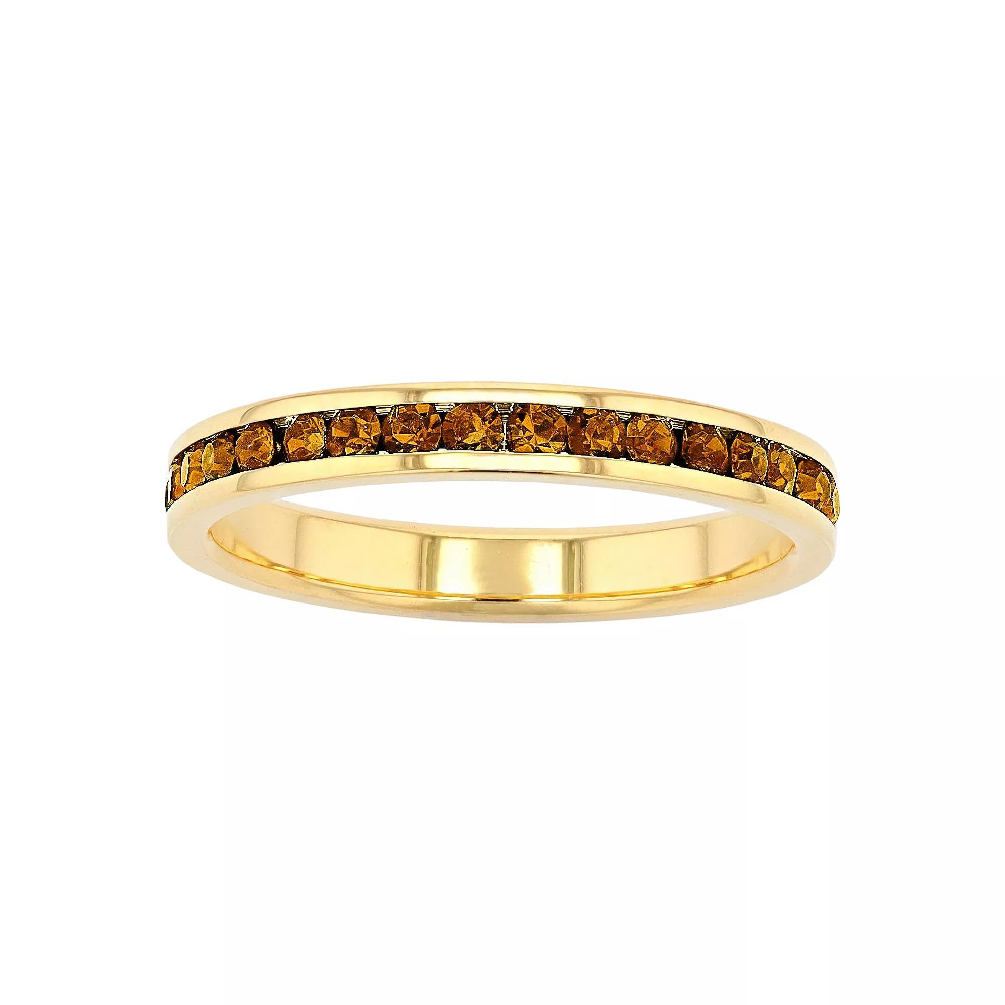 Traditions Jewelry Company 18k Gold Over Silver Birthstone Crystal Eternity Ring, Women's, Size: 5, 18k Gold Plated Dec Product Image