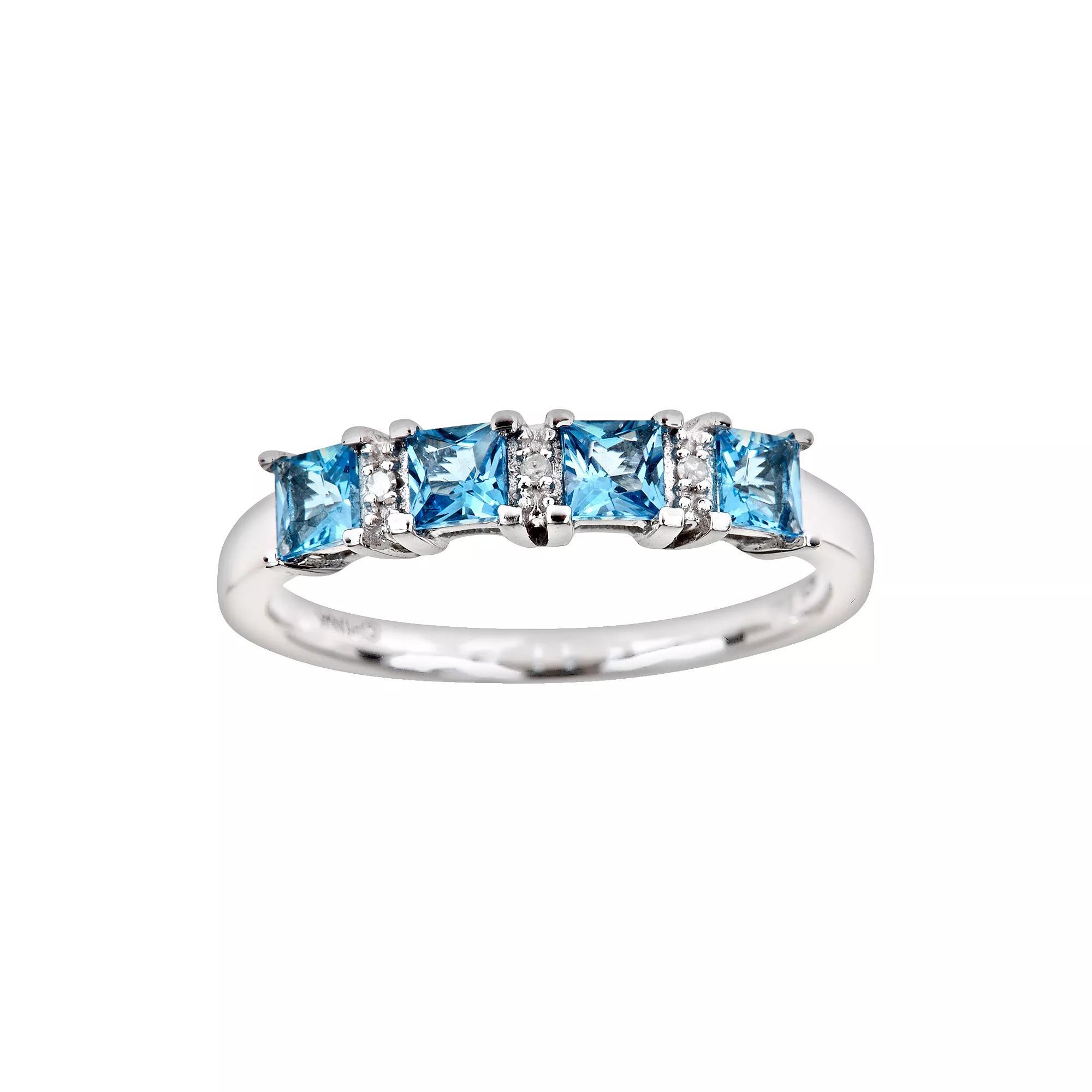 Celebration Gems Sterling Silver Opal & Diamond Accent Rectangle Halo Ring, Womens Product Image