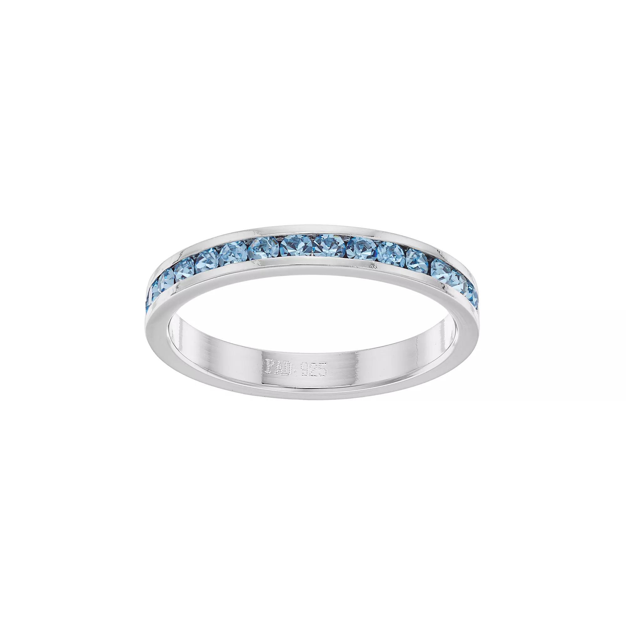 Traditions Jewelry Company Sterling Silver Crystal Birthstone Eternity Ring, Womens March Product Image