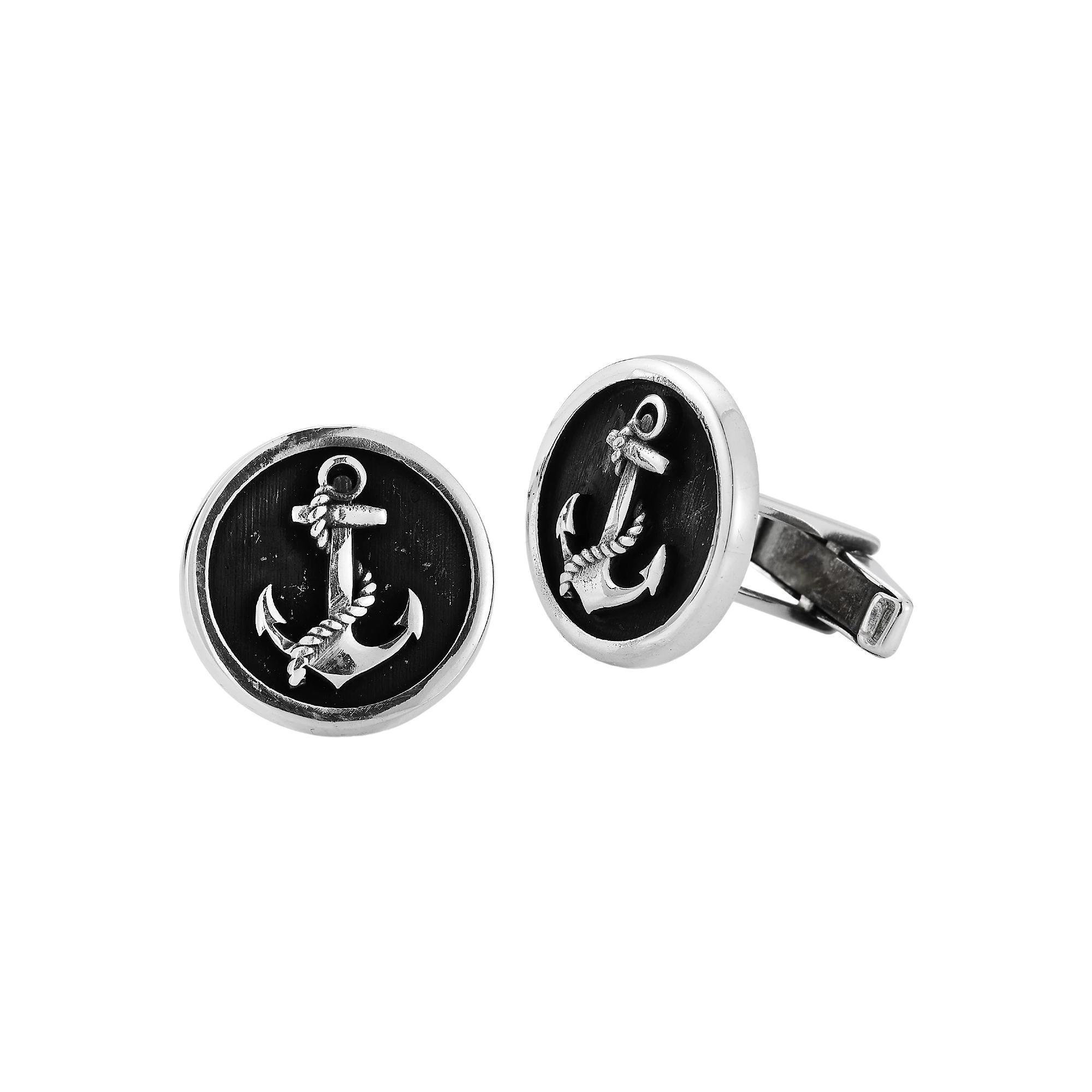 Menster Men's Sterling Silver Oxidized Anchor Cuff Links Product Image