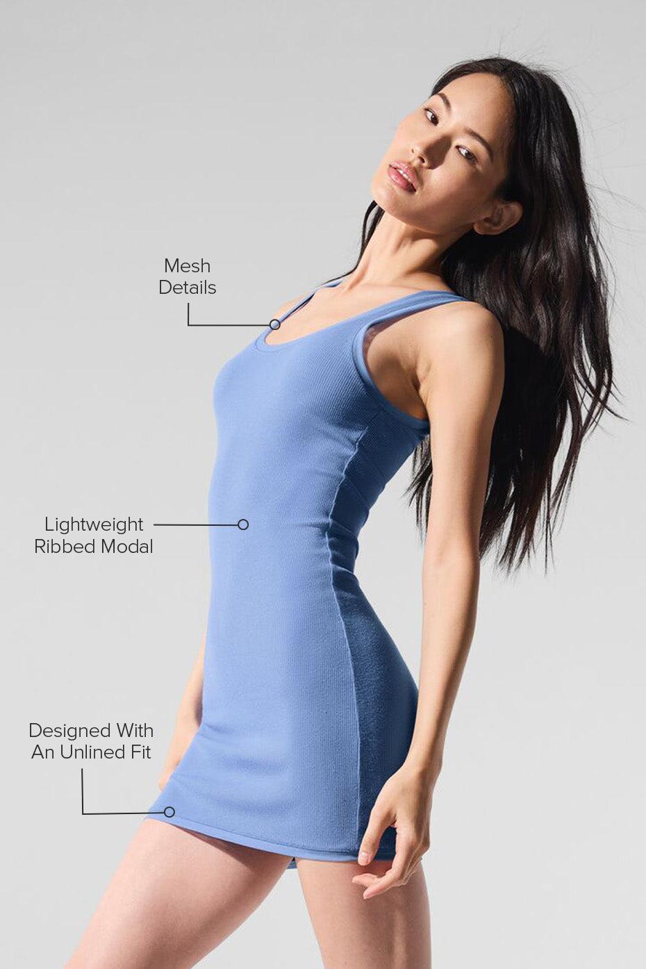 Ribbed Mesh Secret Dress - Crystal Clear Blue Female Product Image
