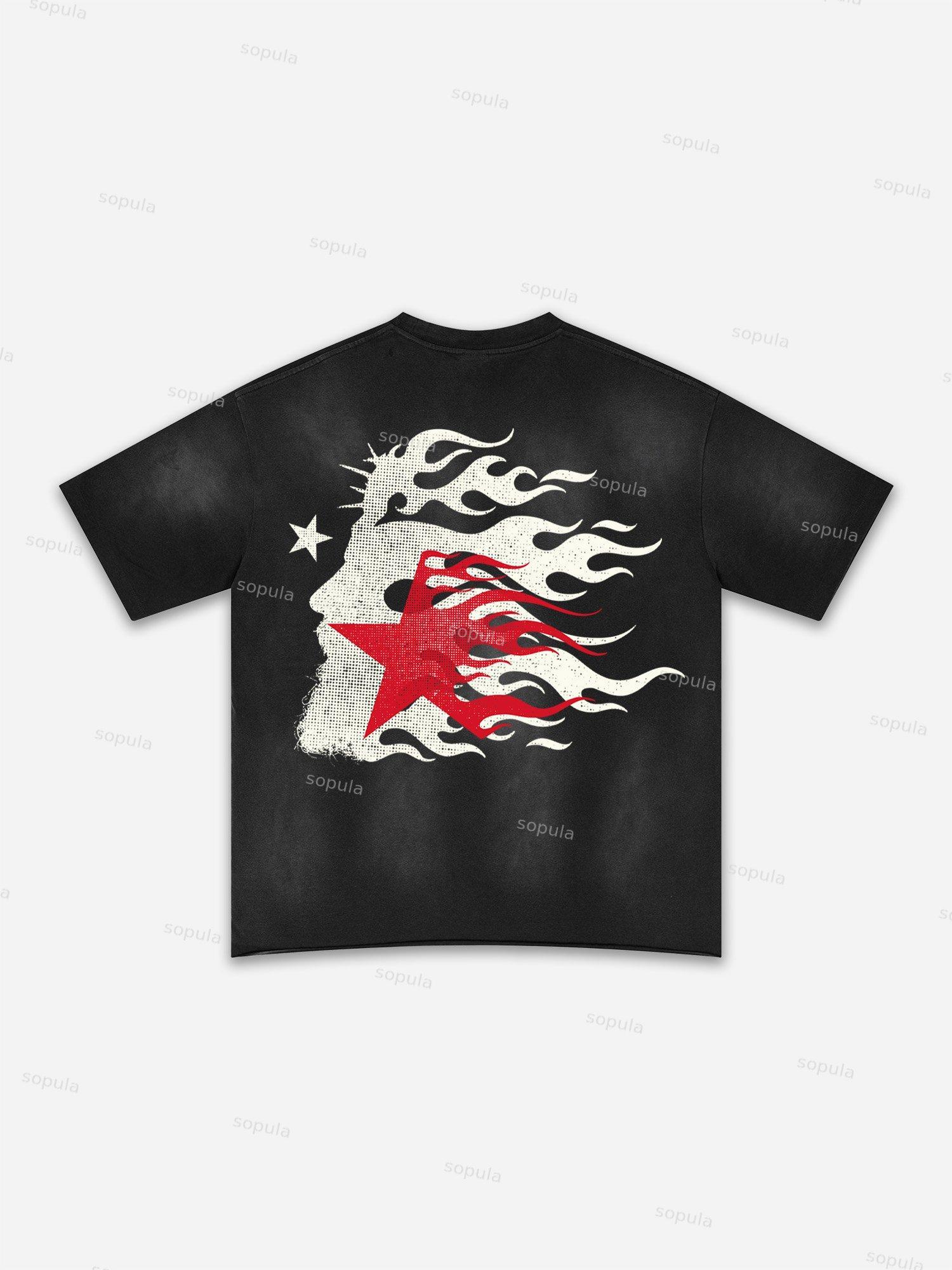 Lips Graphic Print Washed T-shirt Product Image
