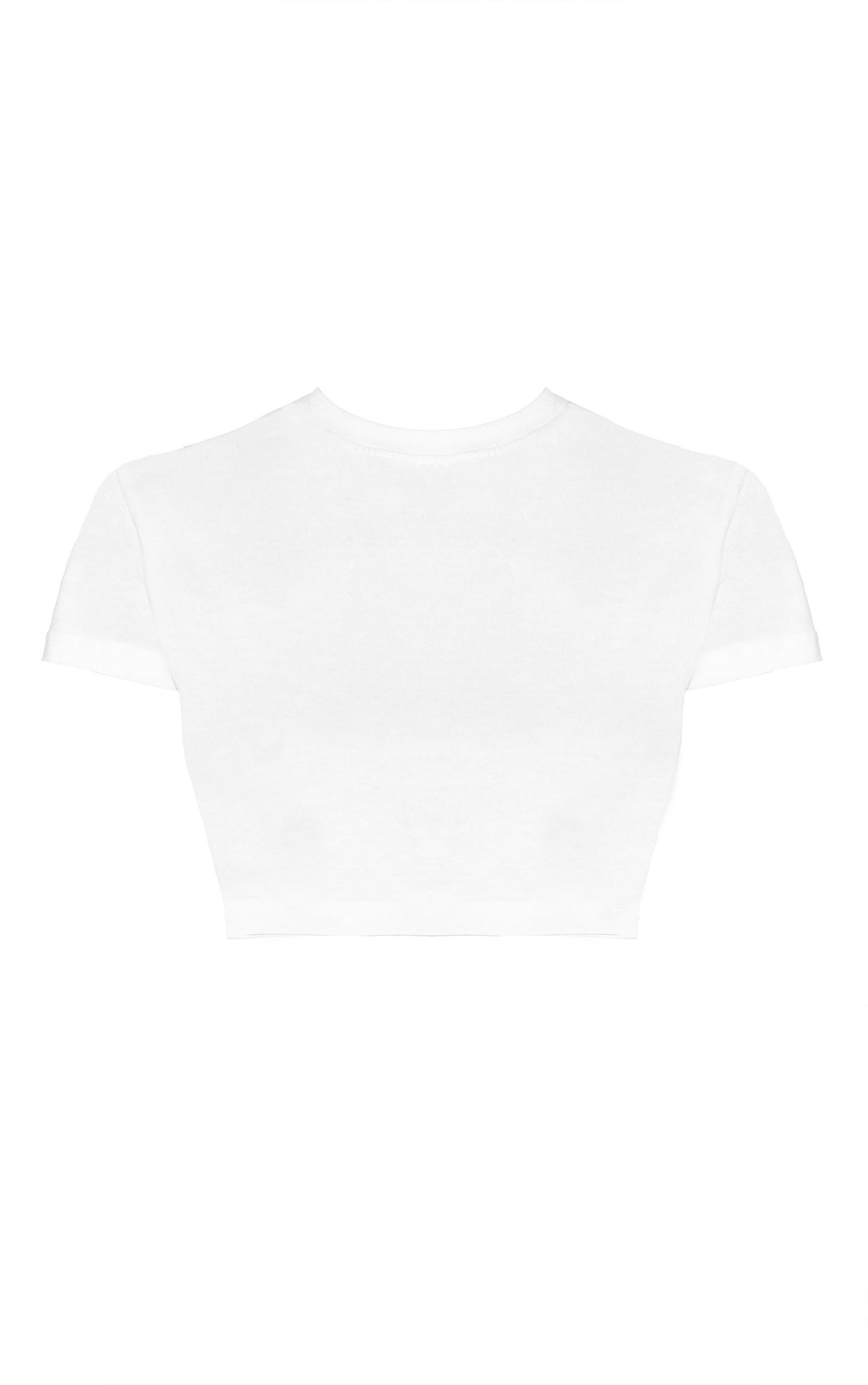 Basic White Cotton Blend Short Sleeve Crop Top Product Image
