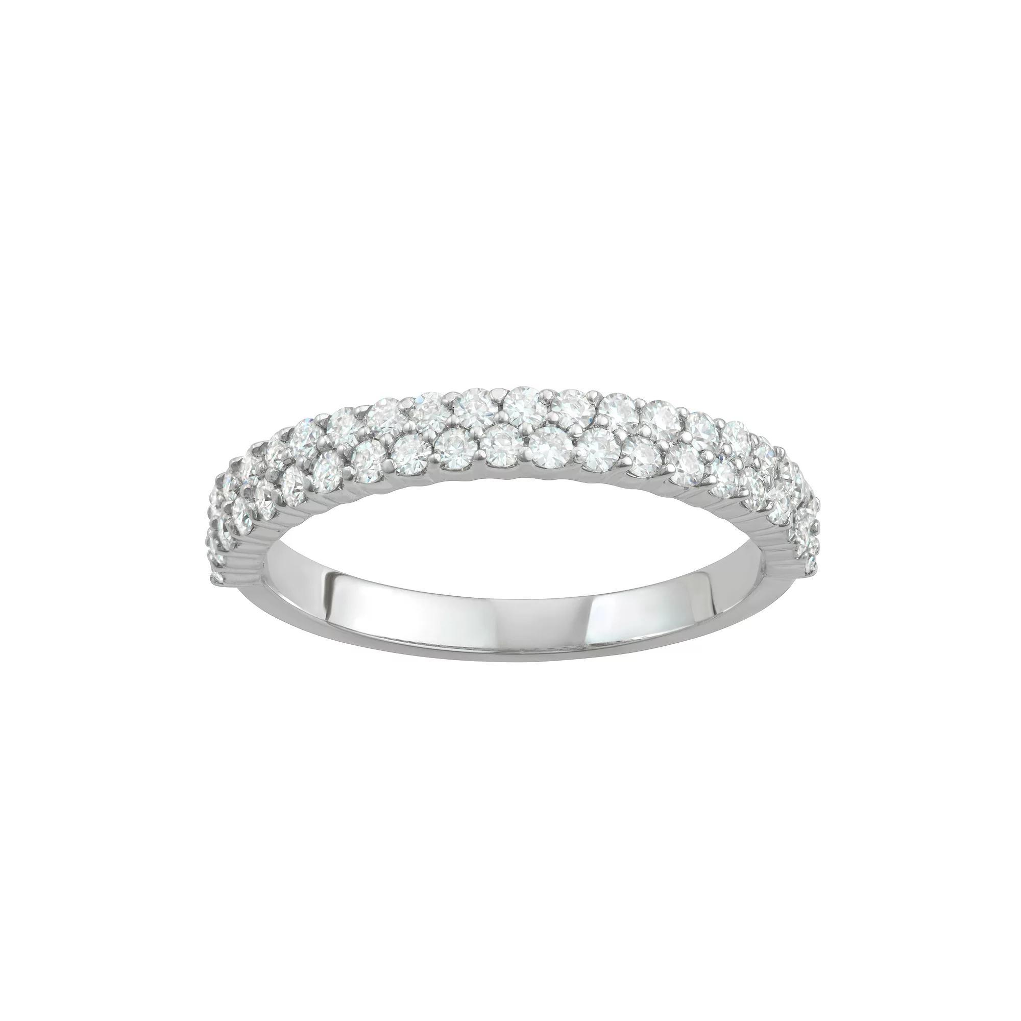 Charles & Colvard 14k Gold 5/8 Carat T.W. Lab-Created Moissanite Two Row Band, Womens White Product Image