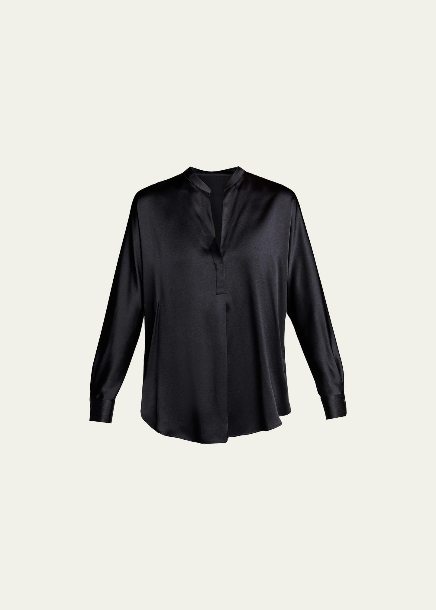 Vince Silk Banded Collar Blouse Product Image