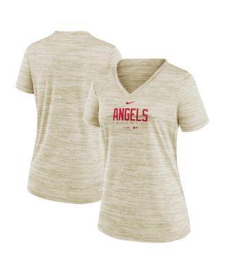 Womens Nike Cream Los Angeles Angels City Connect Velocity Practice Performance V-Neck T-shirt Product Image