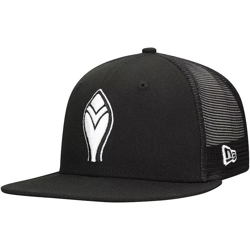 Men's New Era Black Atlanta Braves 59FIFTY Trucker Fitted Hat, Size: 7 Product Image
