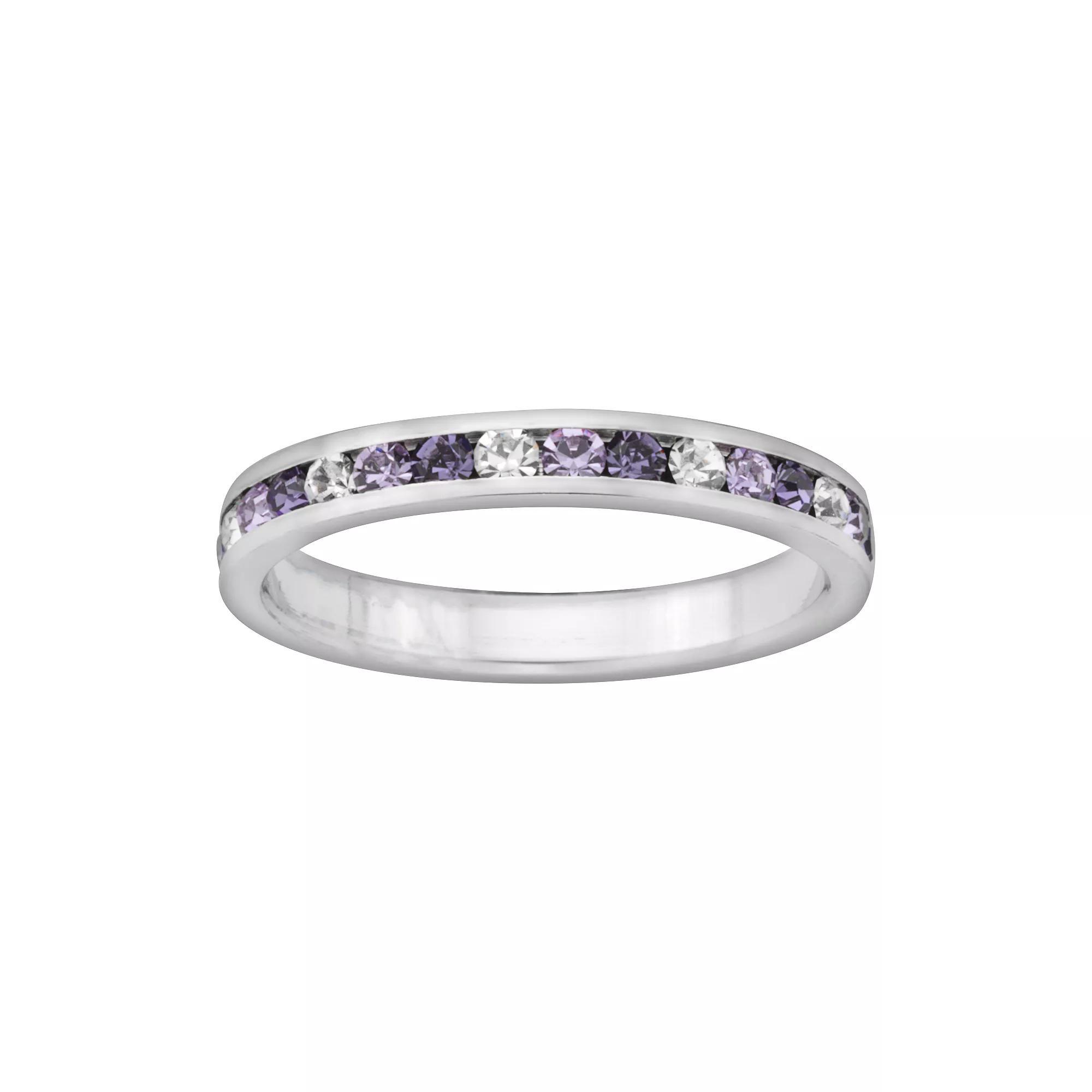 Sterling Silver Purple and White Crystal Eternity Ring, Womens Product Image
