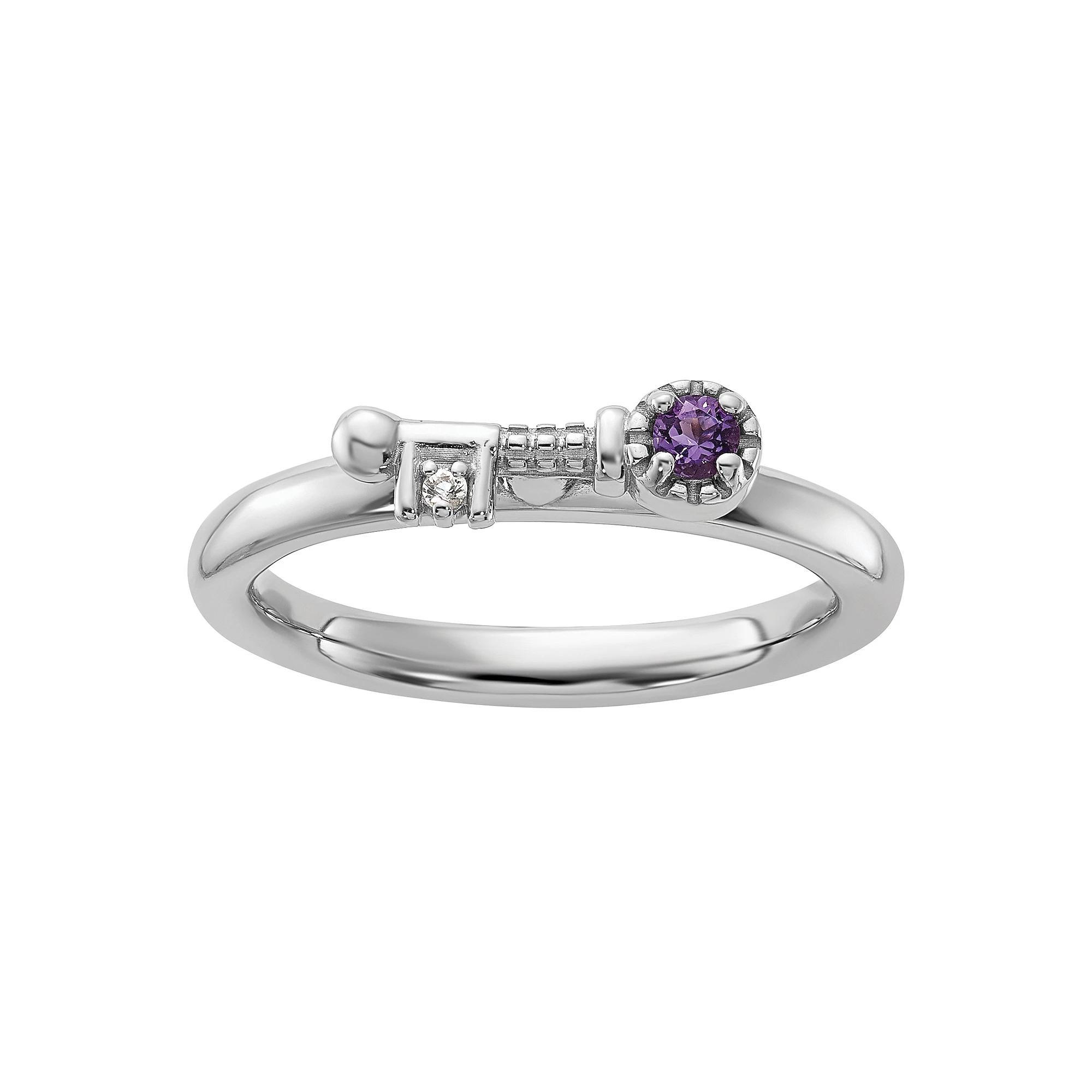 Stacks & Stones Sterling Silver Stackable Gemstone Key Ring, Women's, Size: 9, Purple Product Image