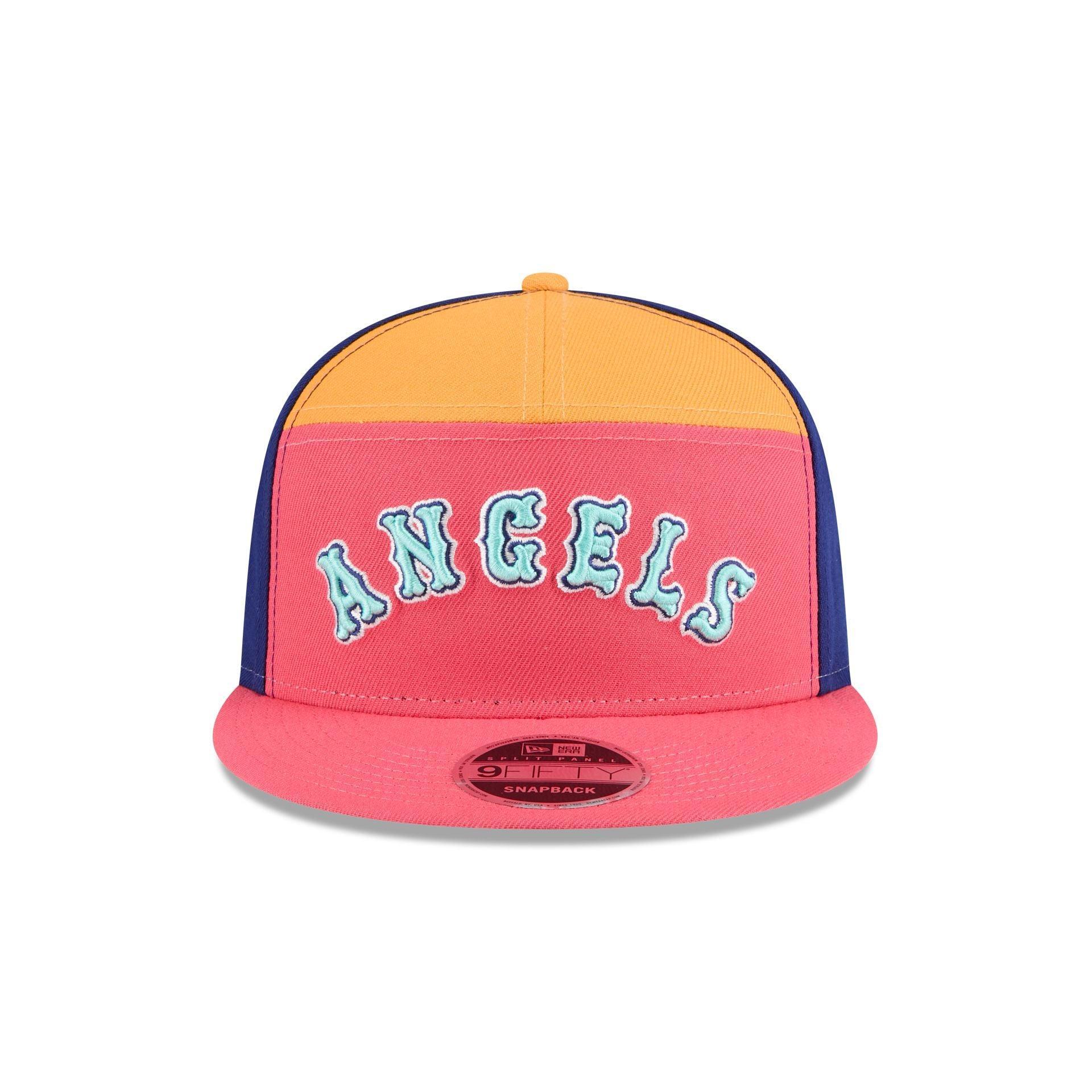 Los Angeles Angels Coral Split Panel 9FIFTY Snapback Hat Male Product Image