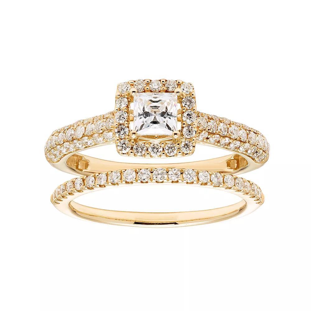 The Regal Collection 14k Gold 1 Carat T.W. IGL Certified Diamond Square Halo Engagement Ring Set, Women's, Size: 9, White Product Image