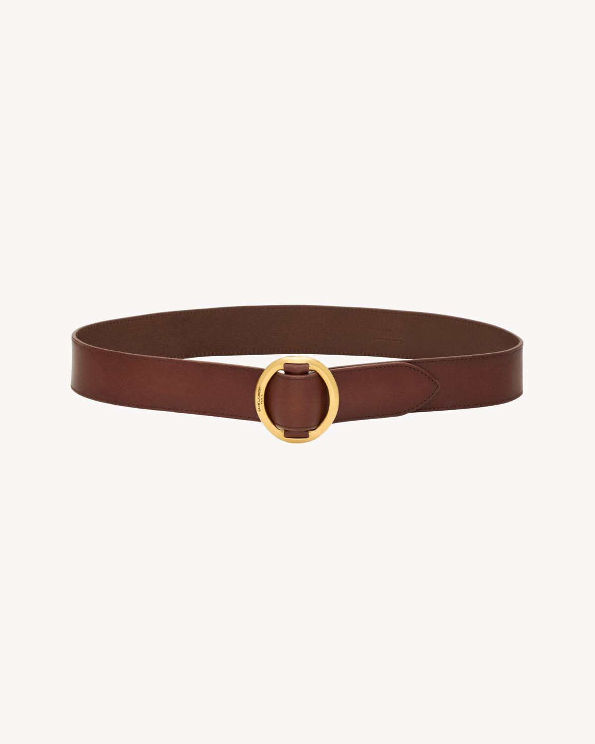 oval buckle belt in leather | Saint Laurent | YSL.com Product Image